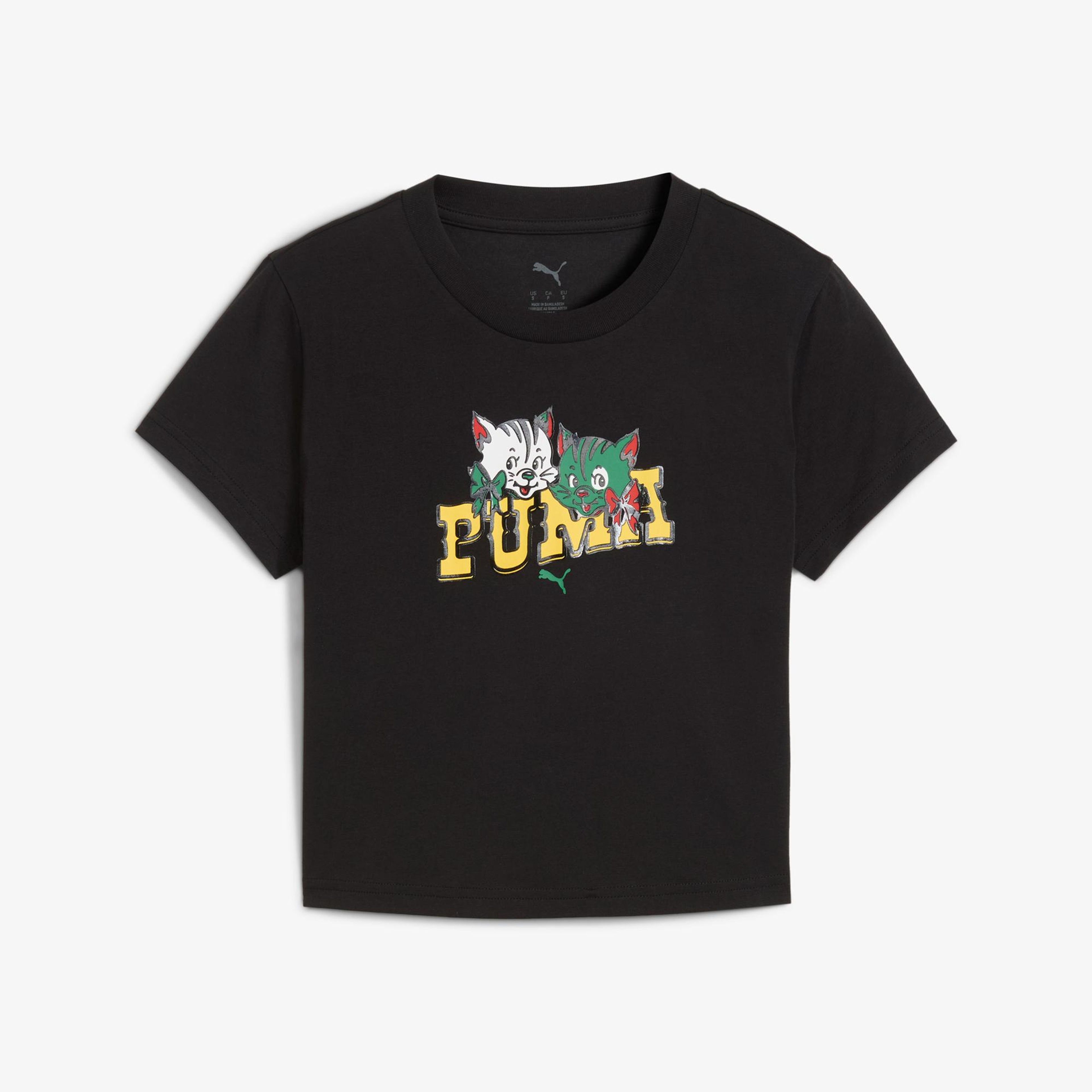 Puma Graphic Kitten Baby Kadın Siyah T-Shirt