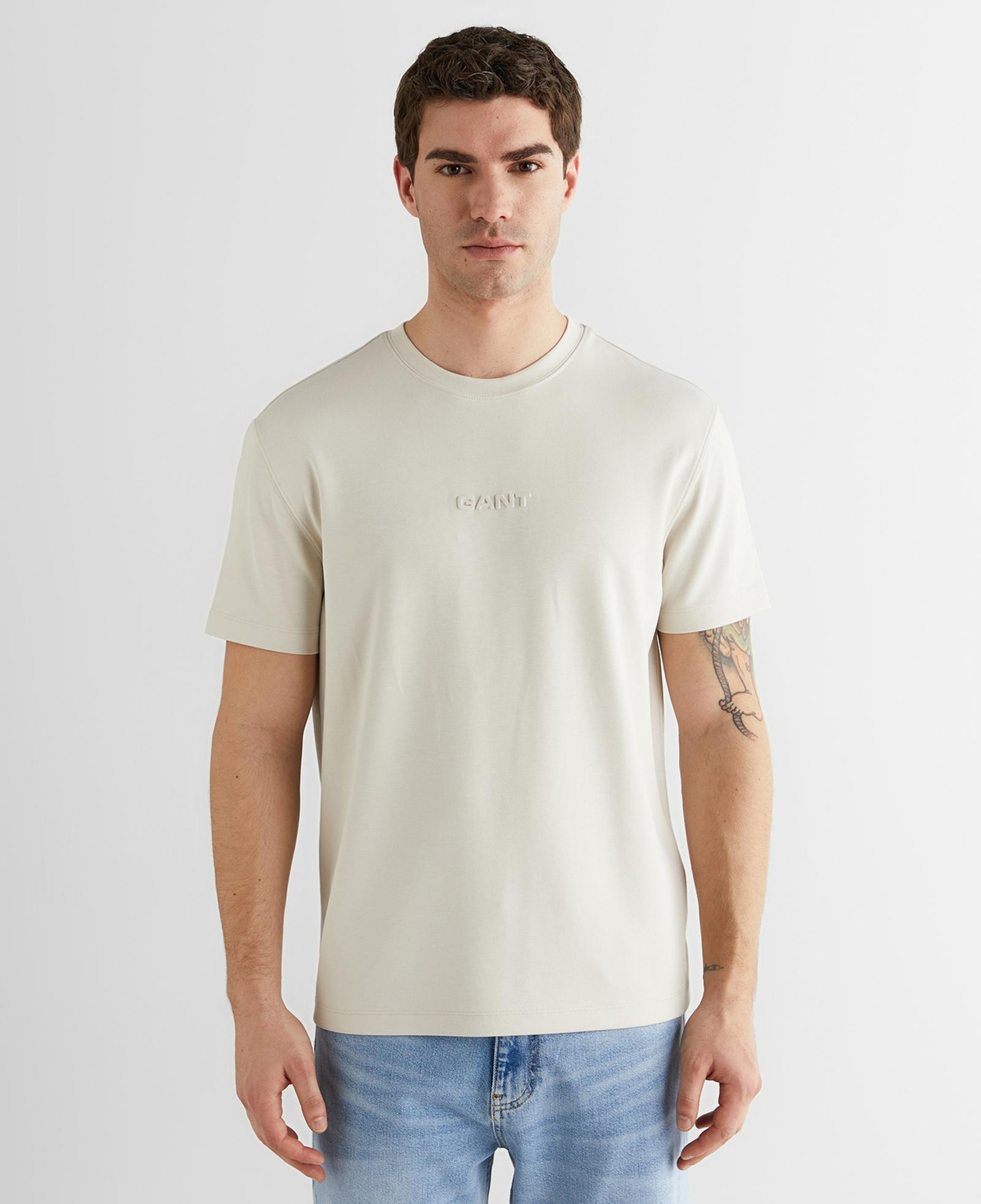 GANT Erkek Bej Baskılı Kısa Kollu T-Shirt