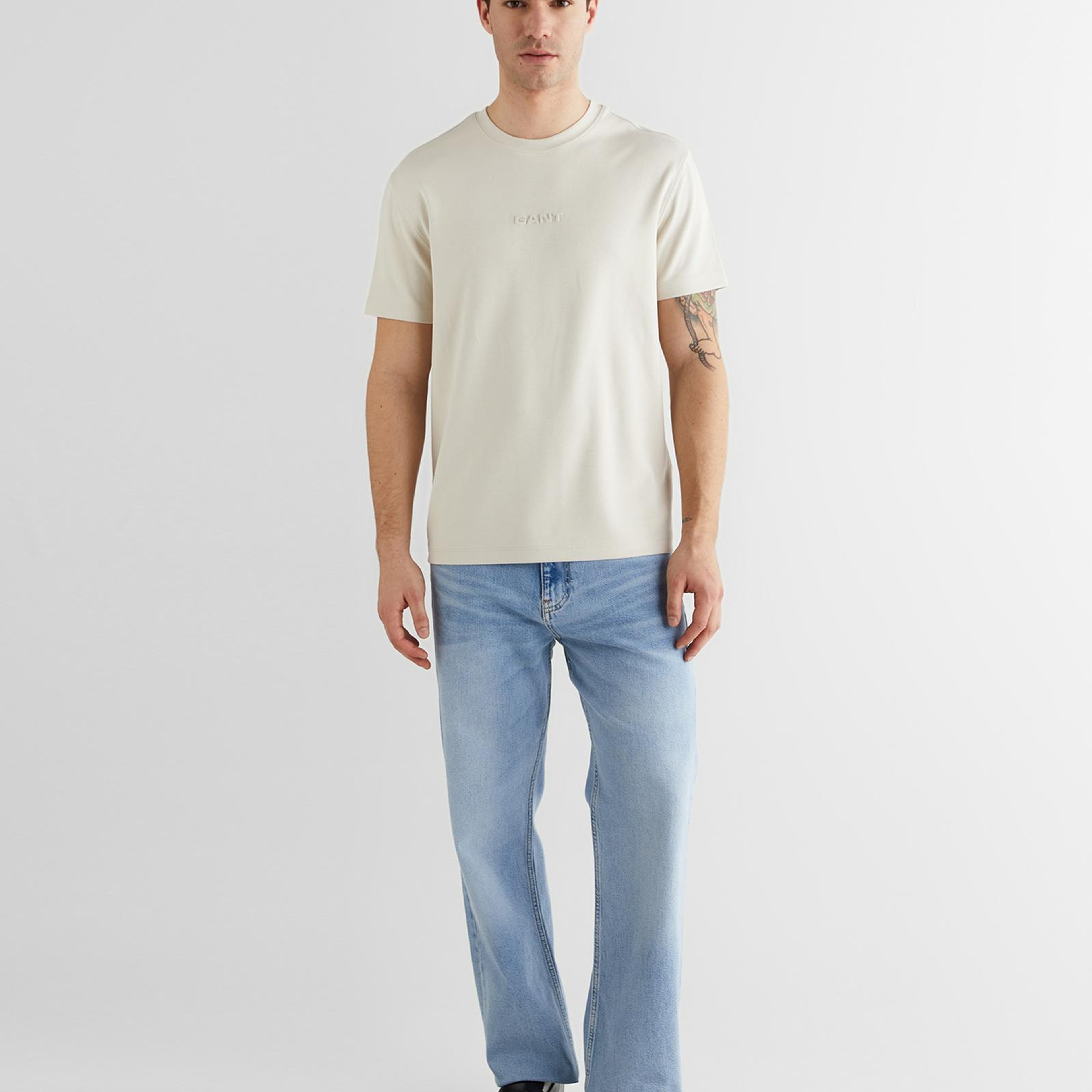 GANT Erkek Bej Baskılı Kısa Kollu T-Shirt