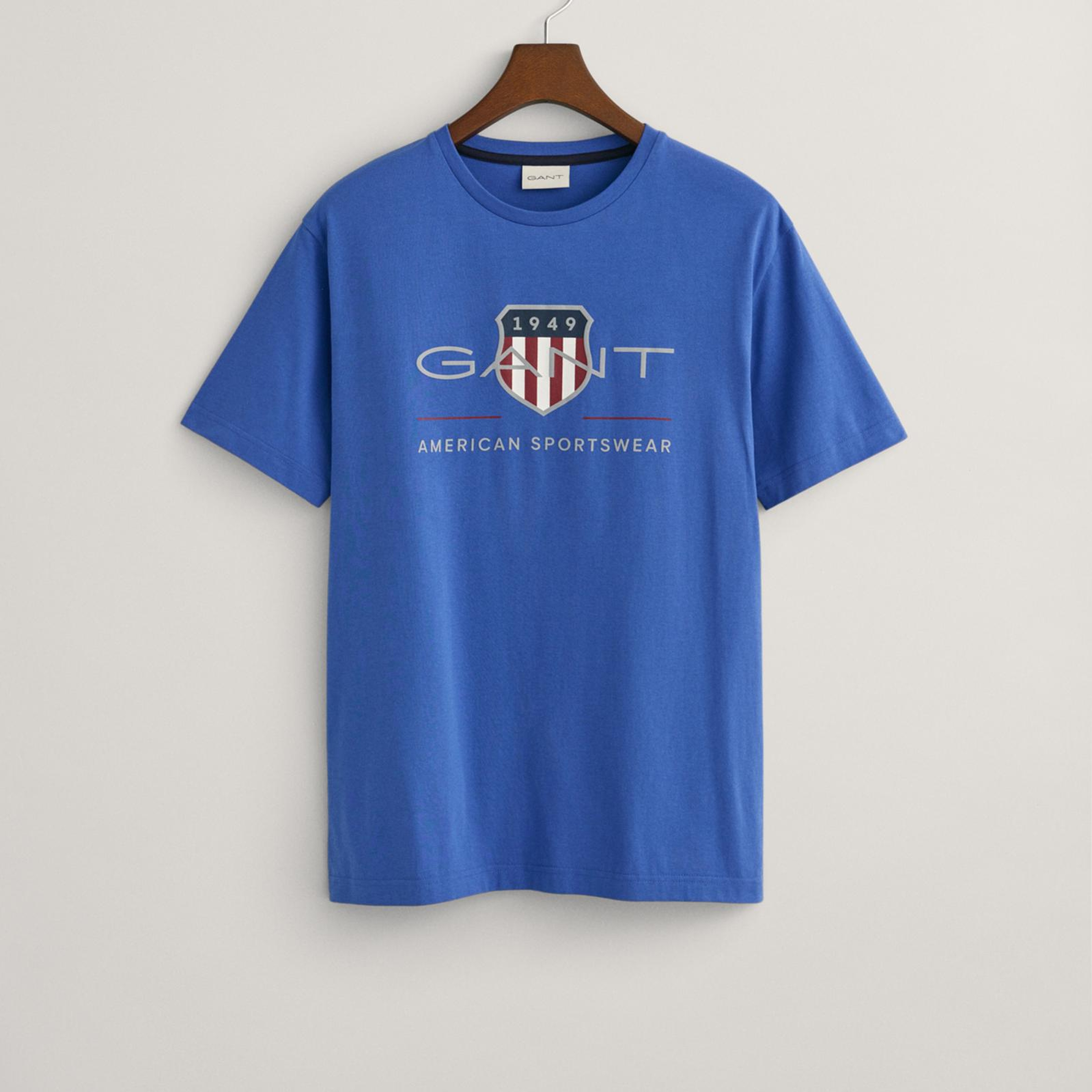 GANT Erkek Mavi Regular Fit Bisiklet Yaka Logolu T-Shirt