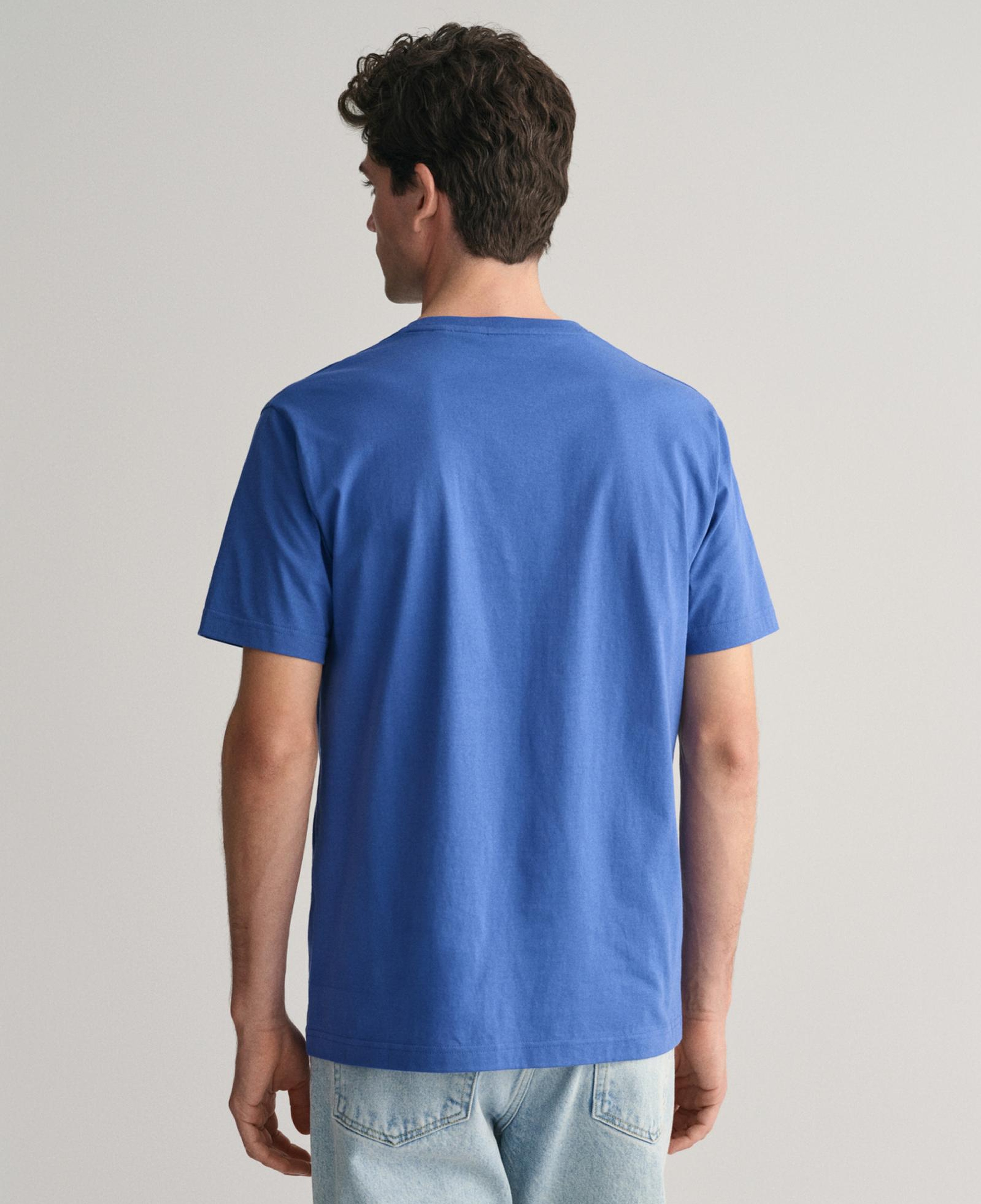GANT Erkek Mavi Regular Fit Bisiklet Yaka Logolu T-Shirt