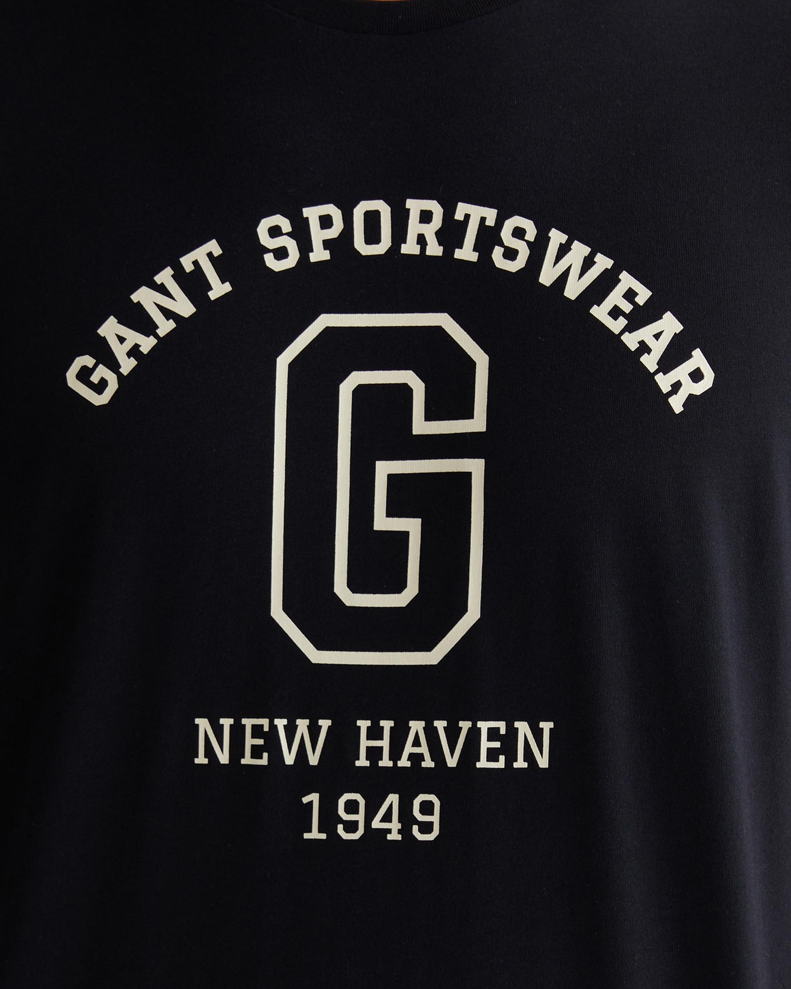 GANT Erkek Siyah Regular Fit Bisiklet Yaka Logolu T-Shirt