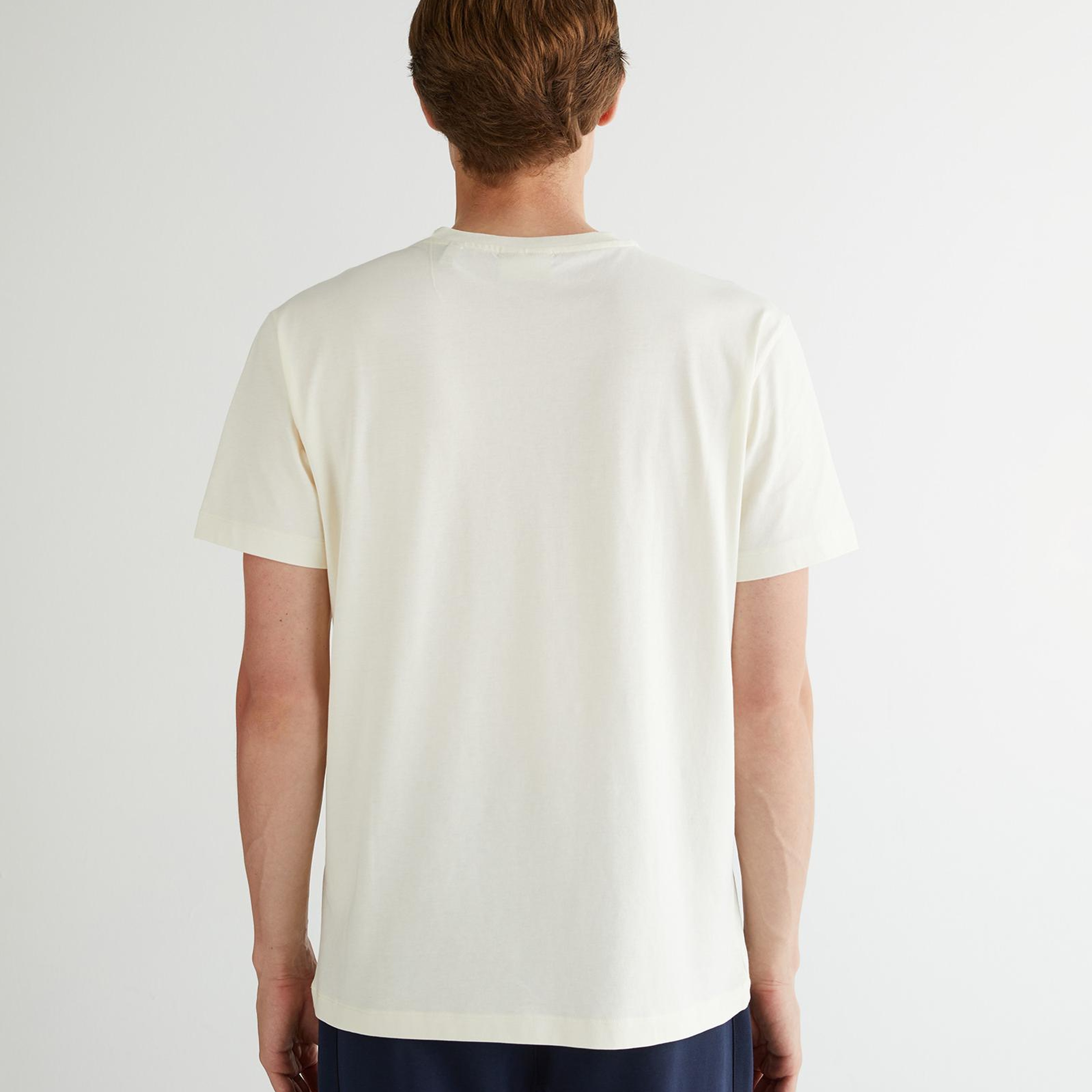 GANT Erkek Krem Regular Fit Bisiklet Yaka Logolu T-Shirt