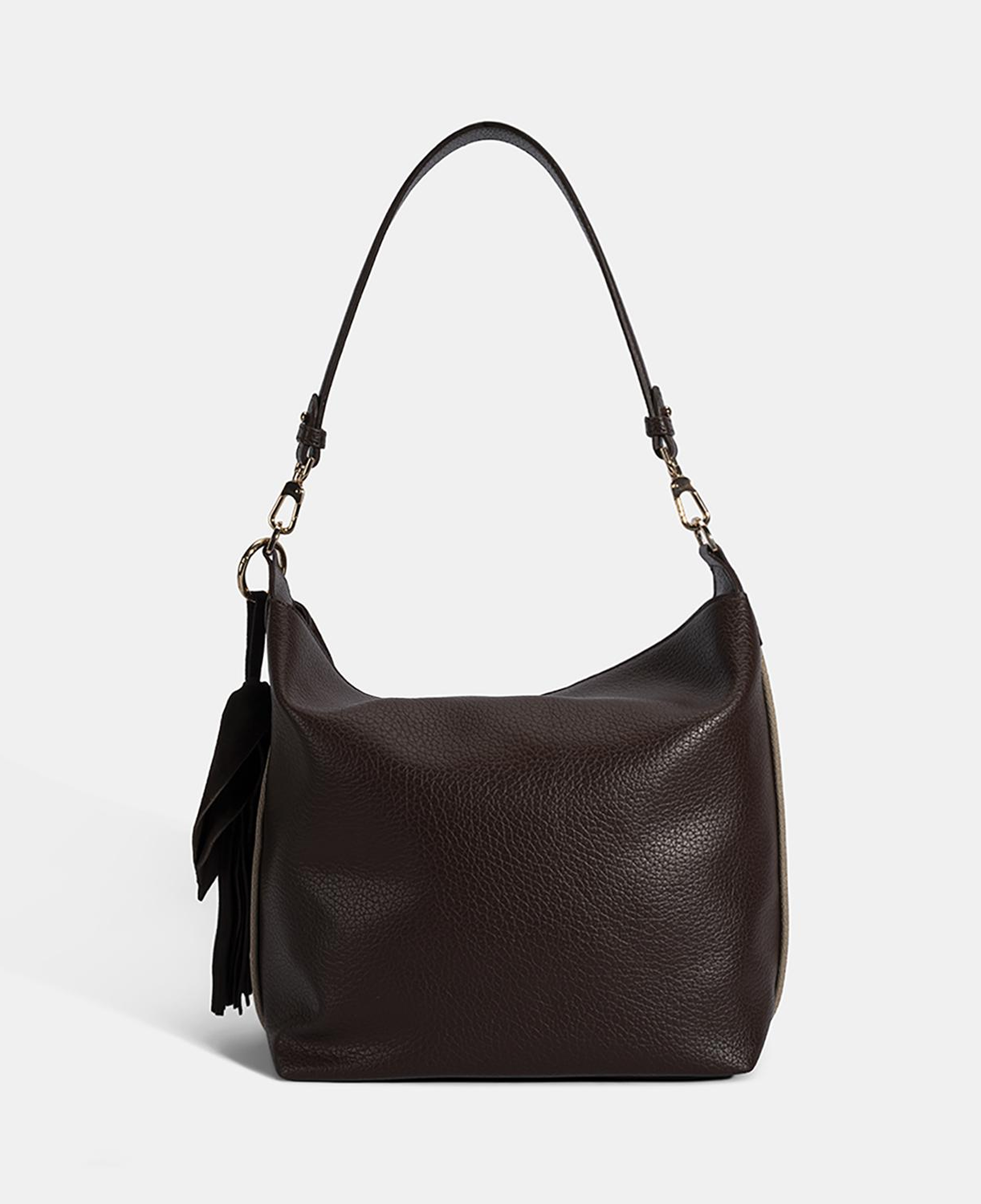 Kadın Acı Kahve Püskül Aksesuarlı Omuz Çantası