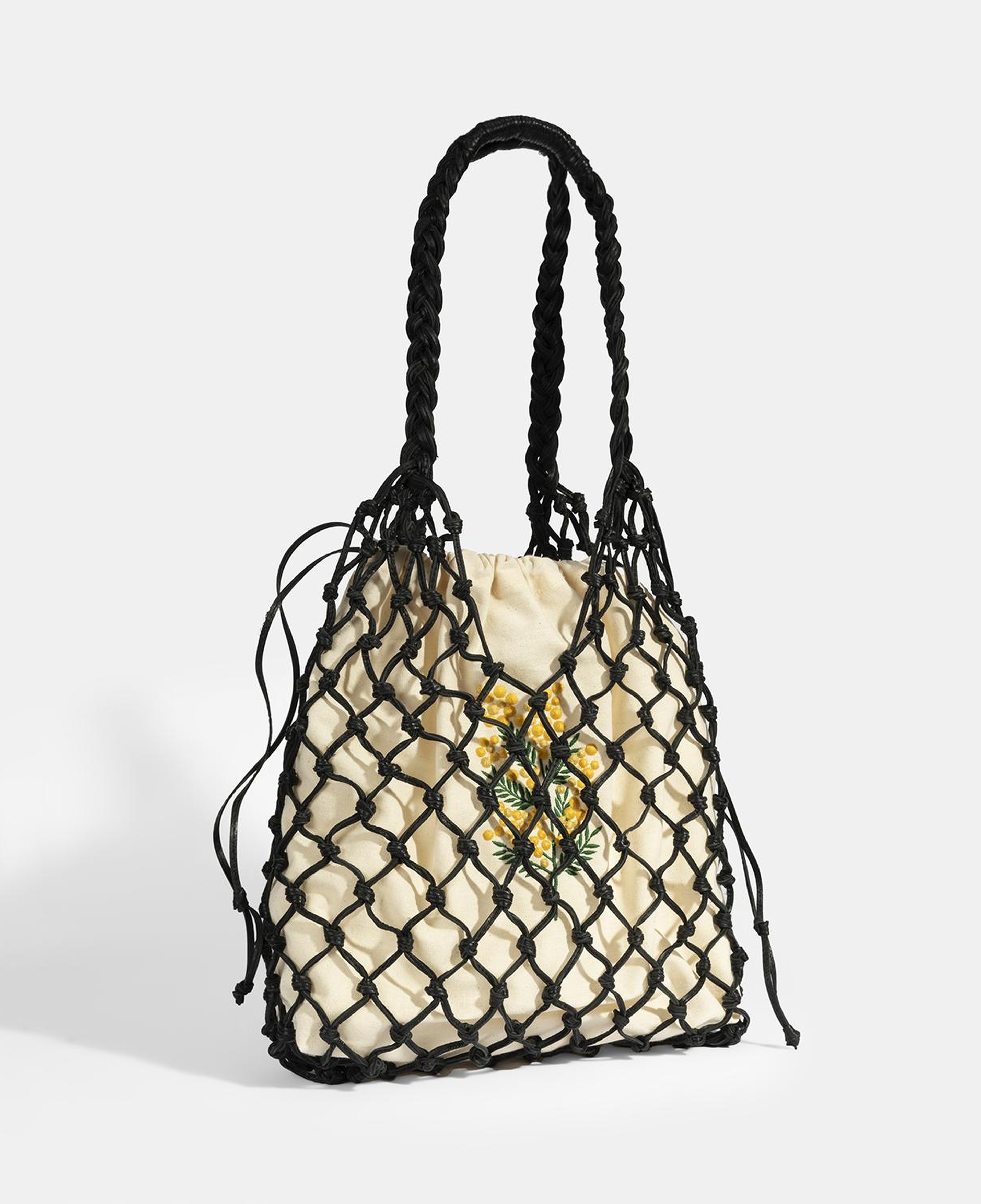 KEDV Mimozalı Deri Örgü Çanta