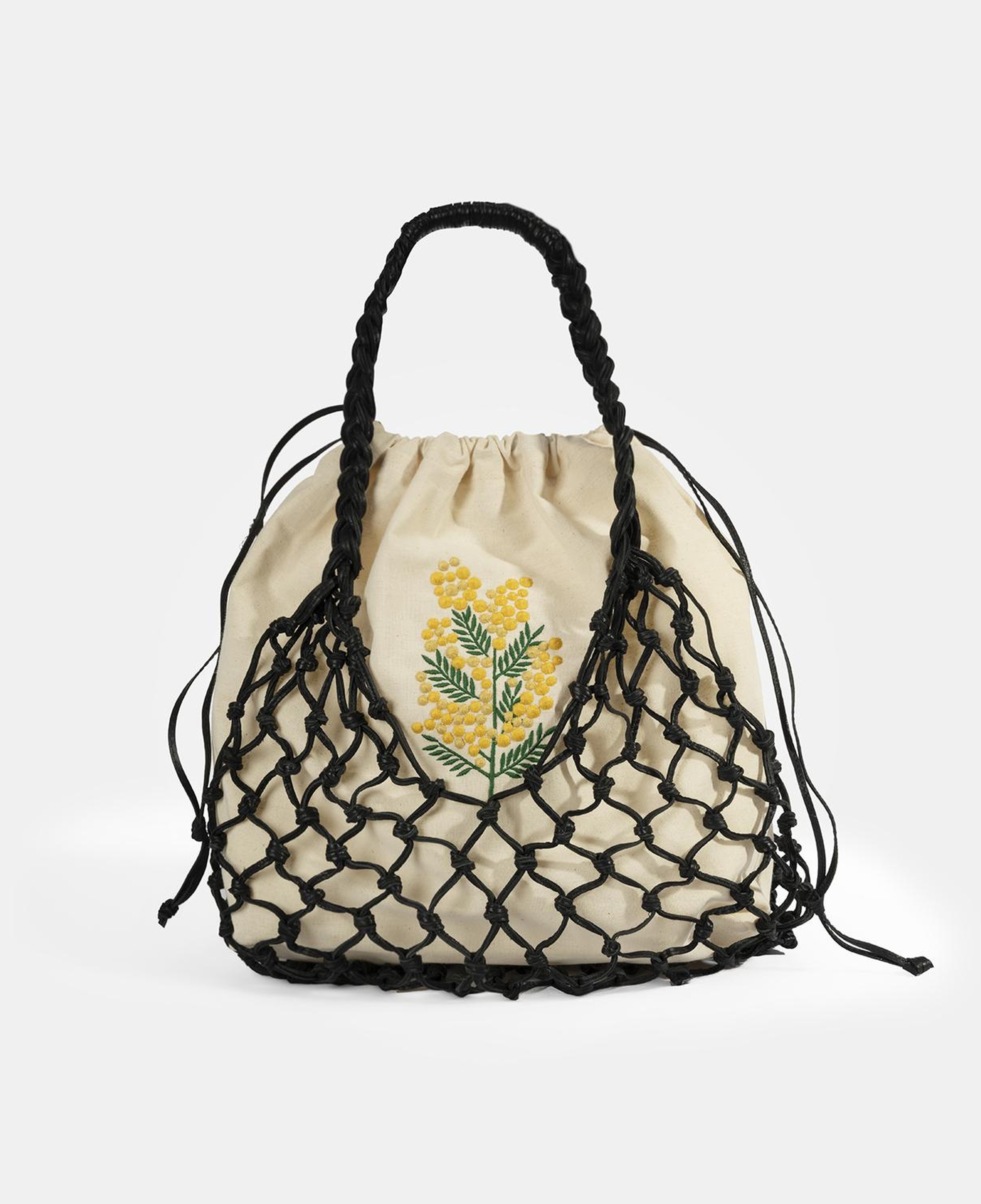 KEDV Mimozalı Deri Örgü Çanta