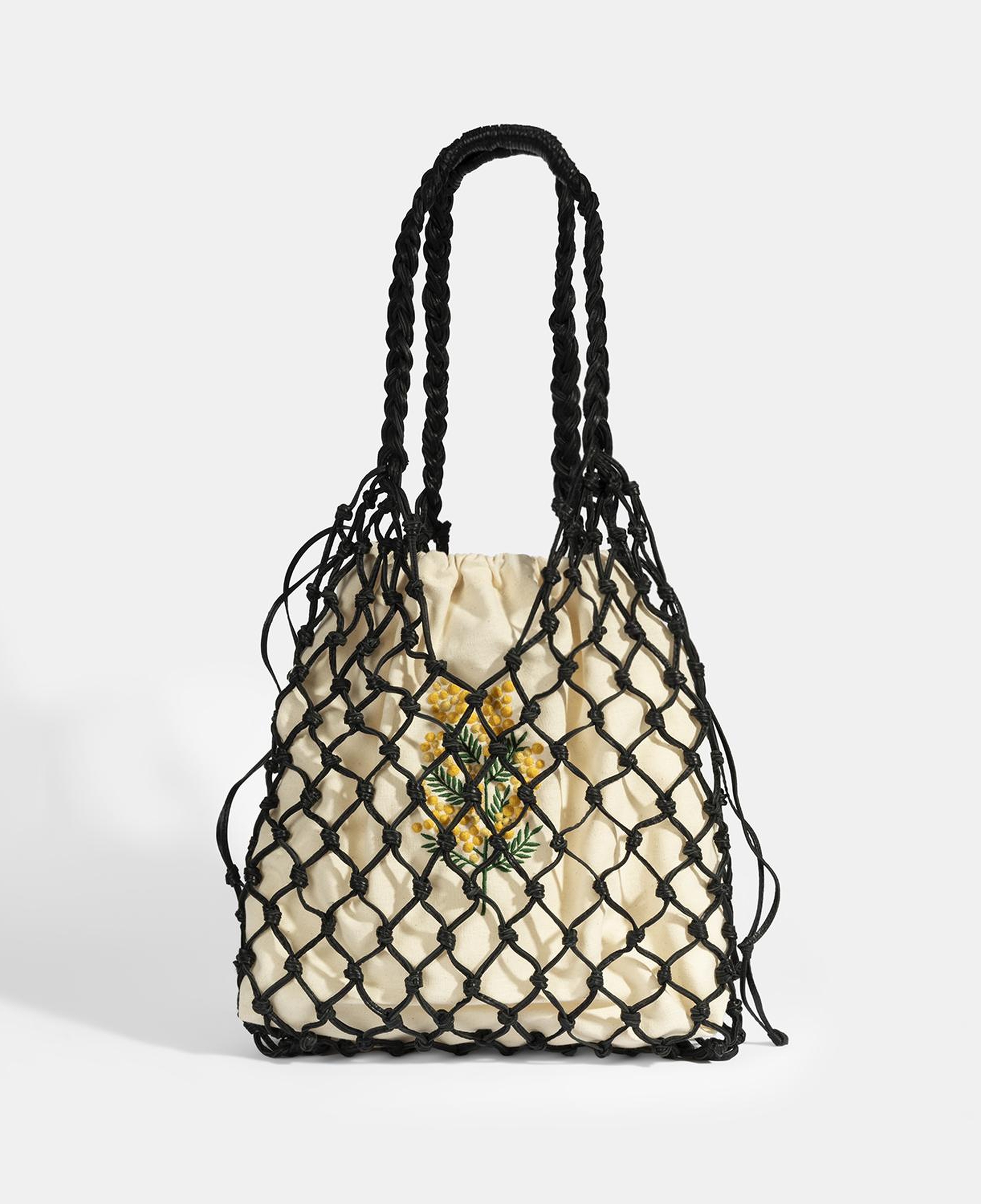 KEDV Mimozalı Deri Örgü Çanta