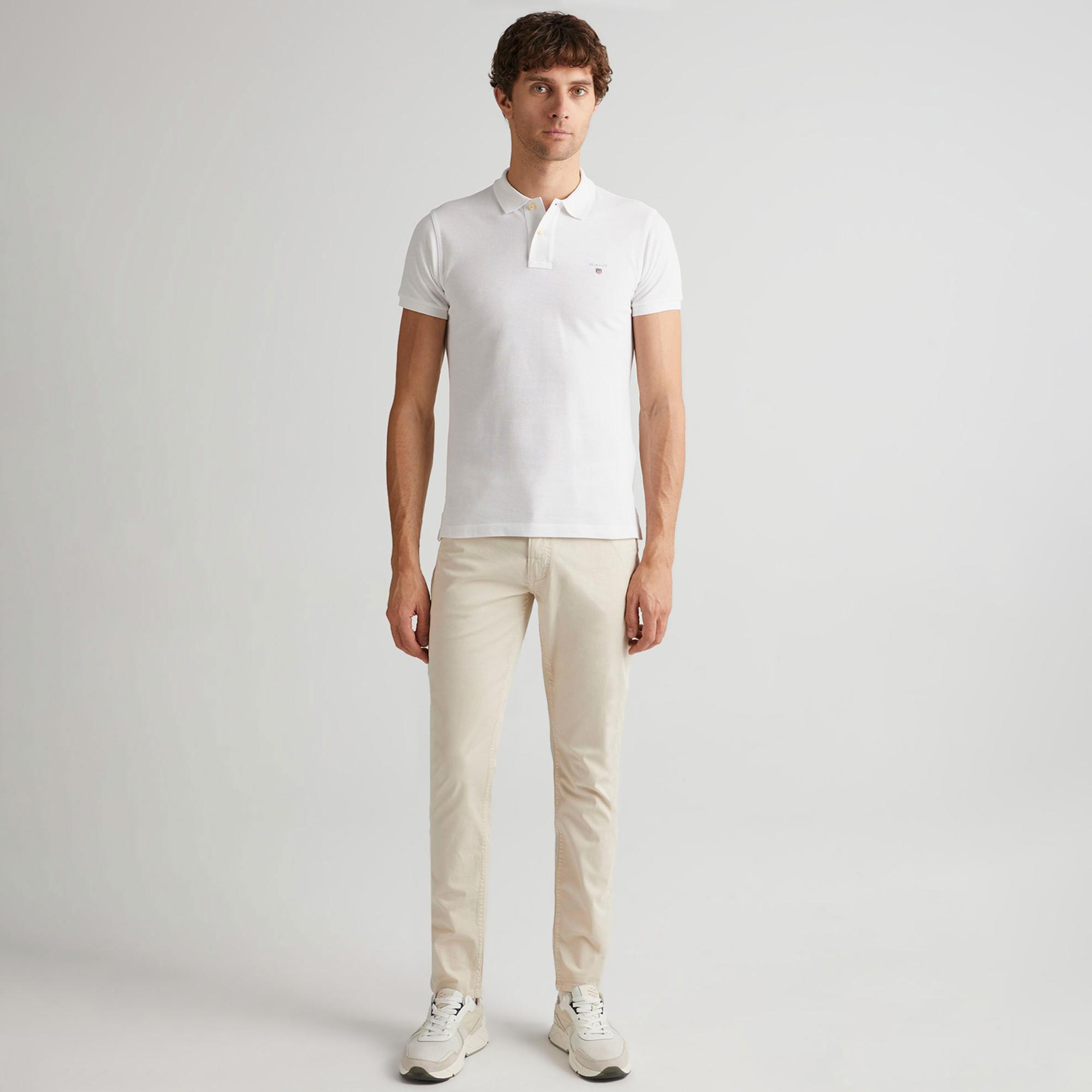 GANT Erkek Beyaz Slim Fit Polo