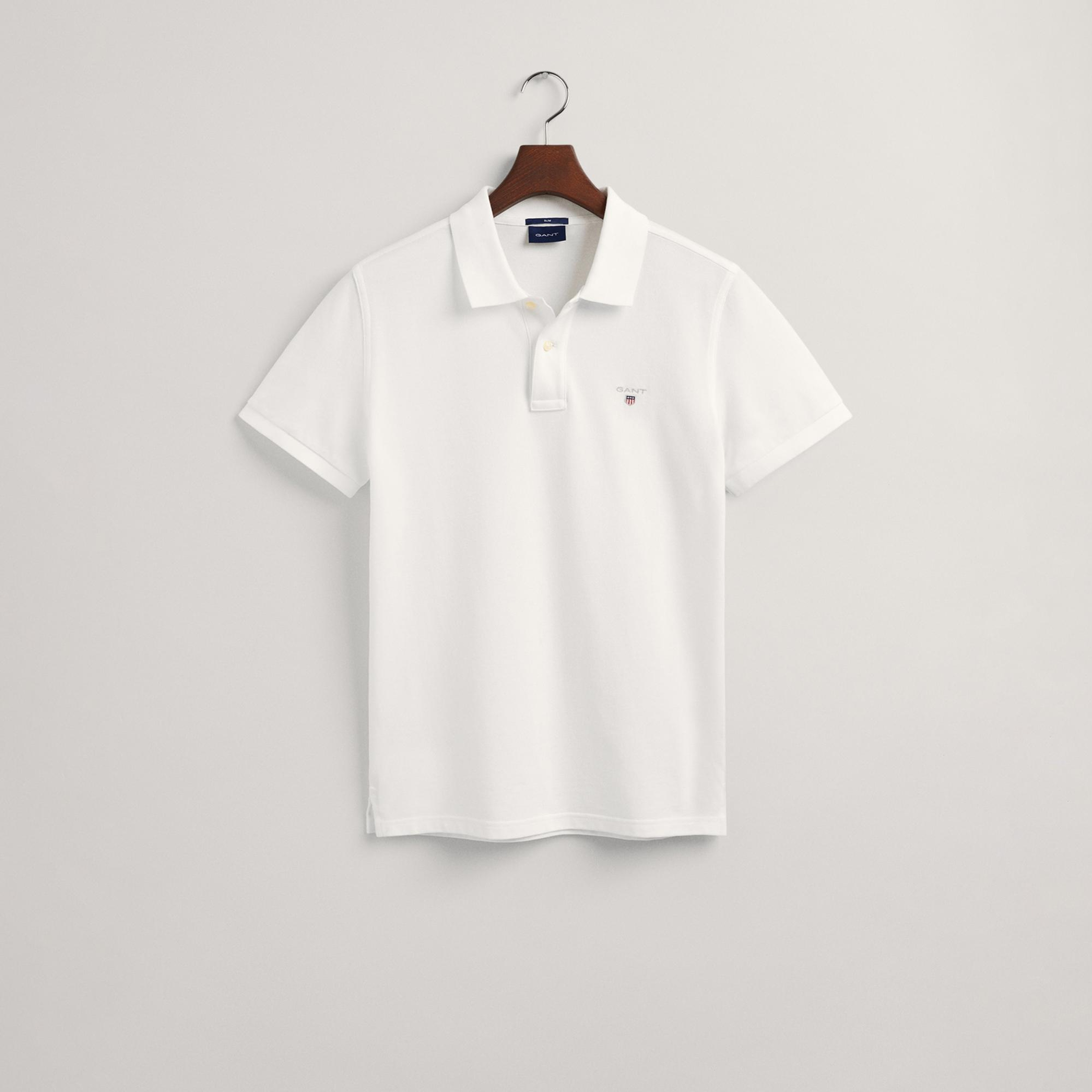 GANT Erkek Beyaz Slim Fit Polo