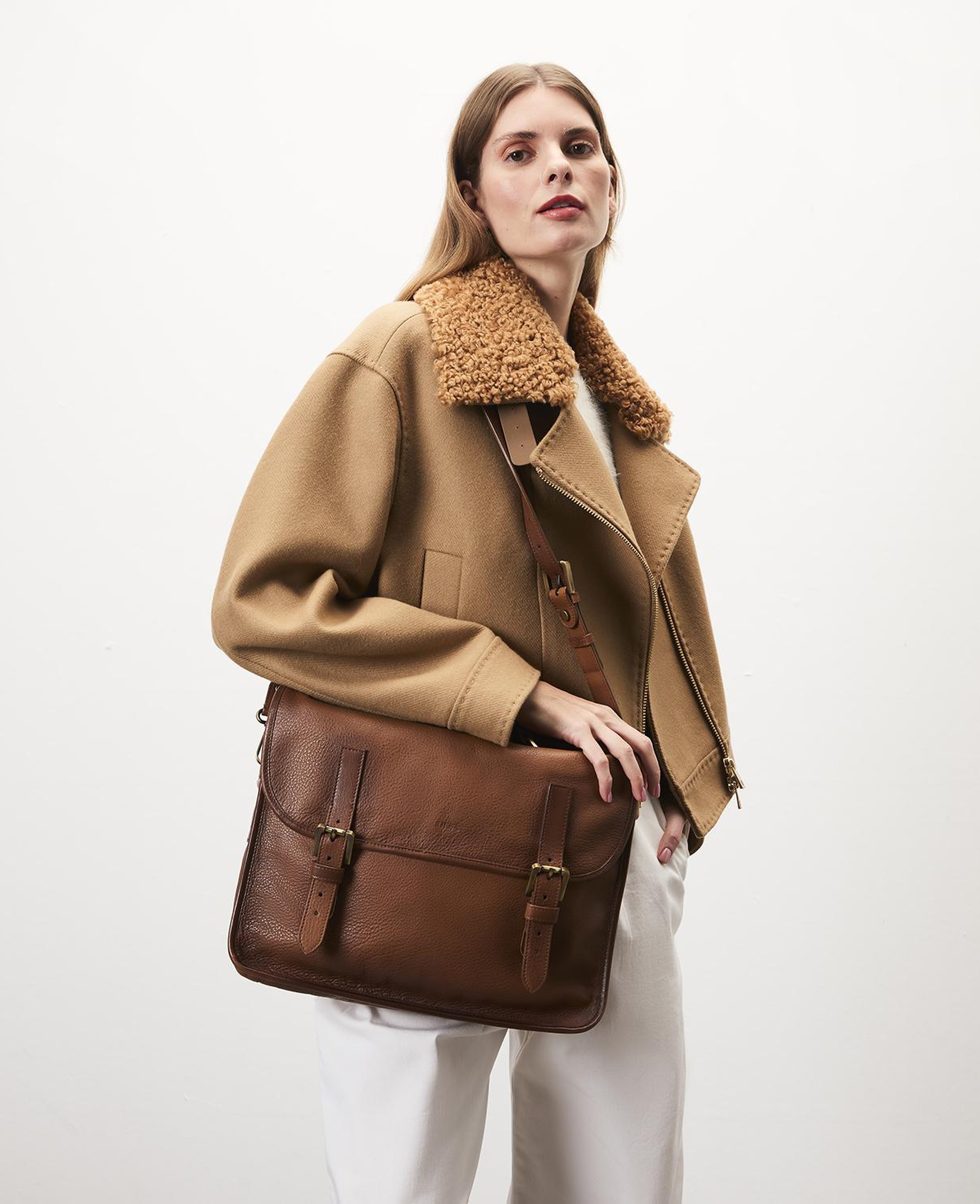 Leonel Kahve Vintage Deri Evrak Çantası