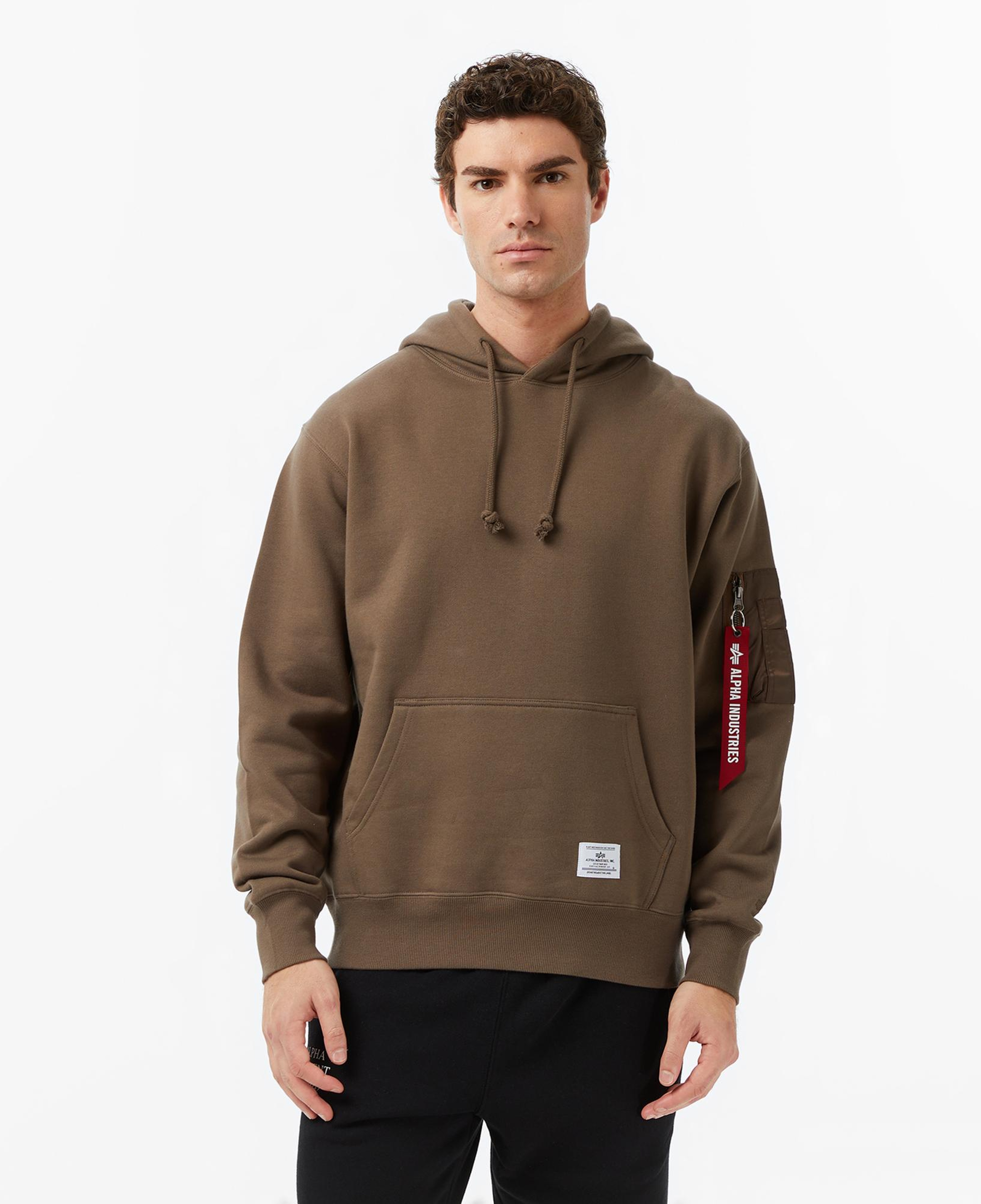 Alpha Industries Utility Pocket Erkek Kahverengi Hoodie