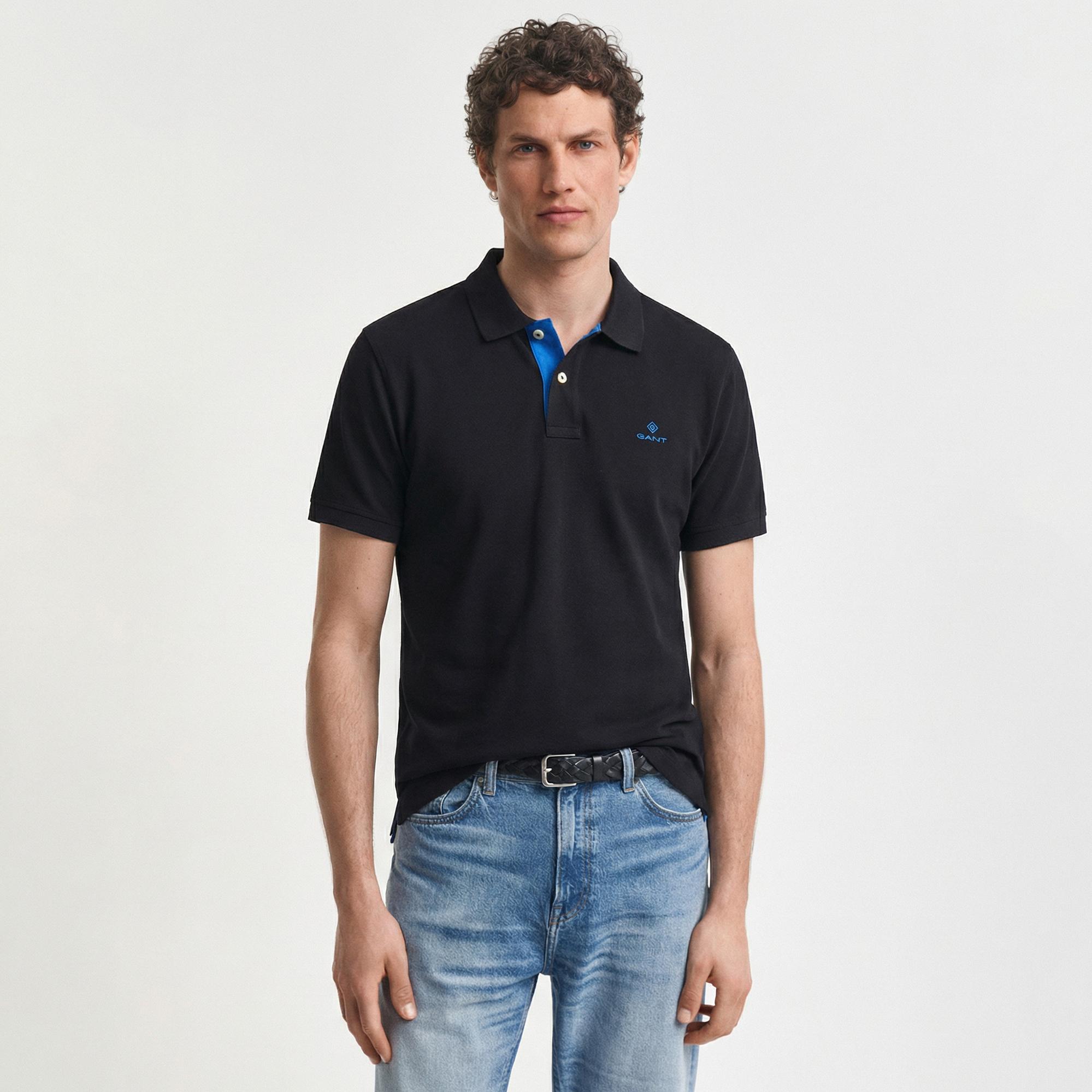 GANT Erkek Siyah Slim Fit Polo