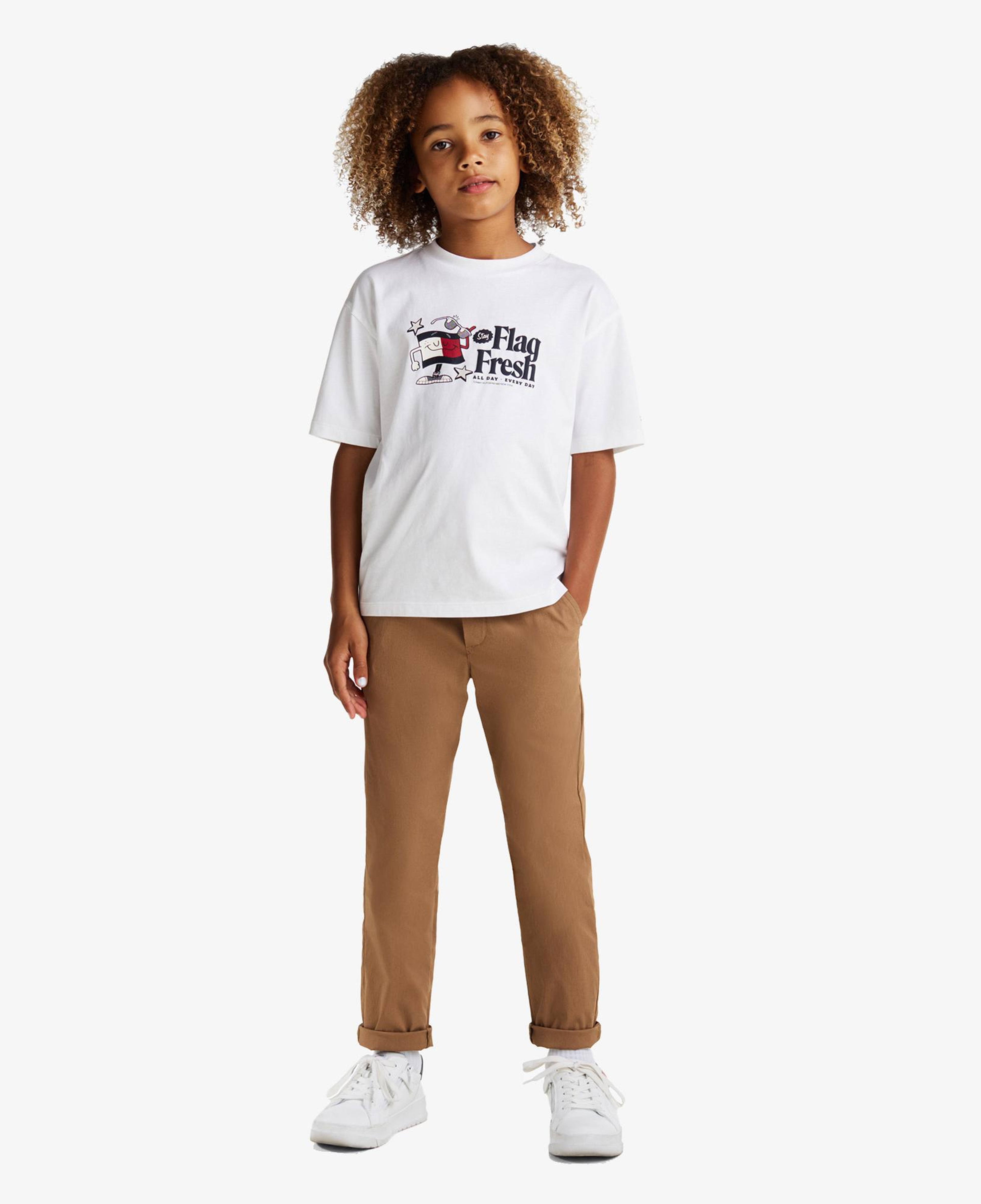 Tommy Jeans Flag Fresh Çocuk Beyaz T-Shirt