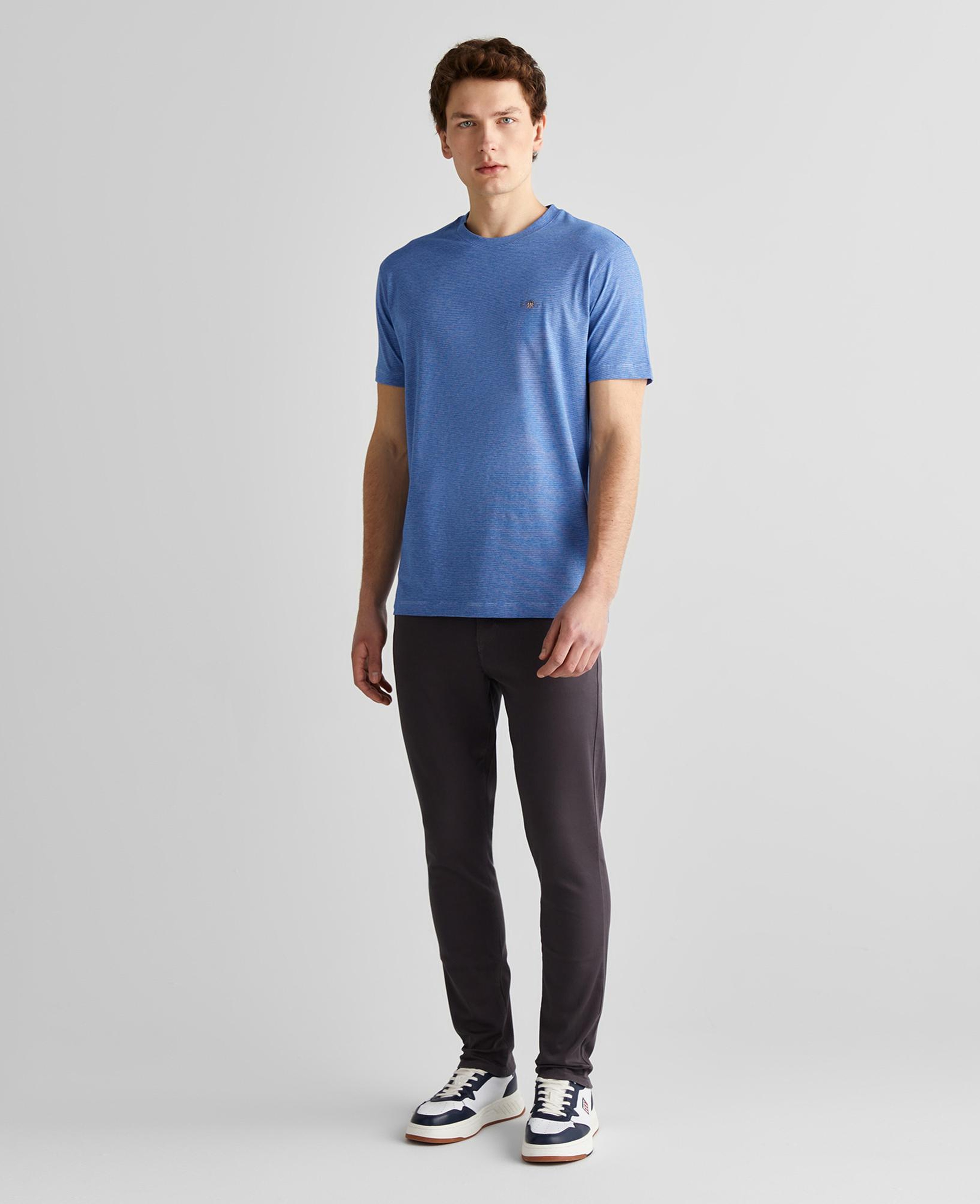 GANT Erkek Lacivert Regular Fit Bisiklet Yaka Çizgili T-Shirt