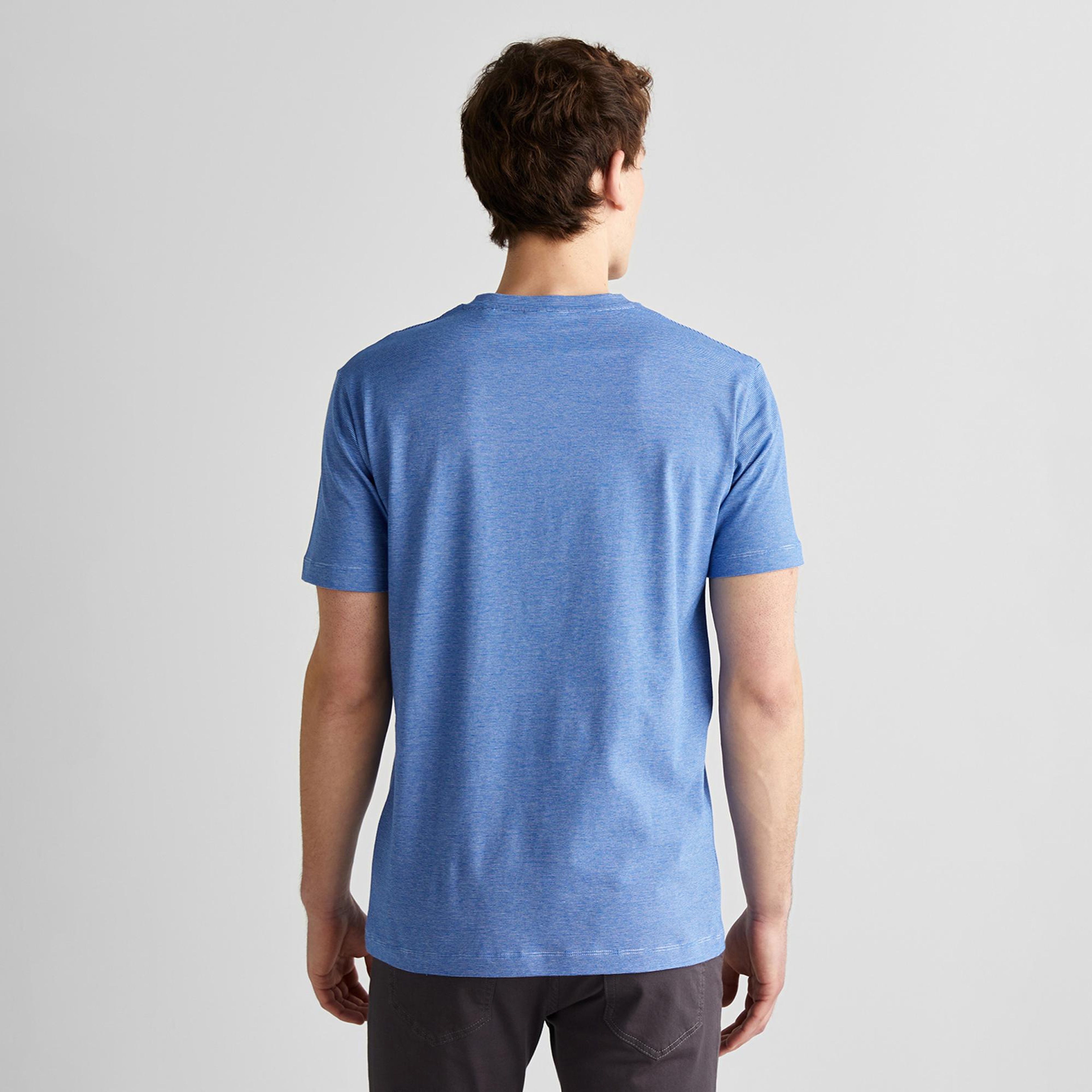 GANT Erkek Lacivert Regular Fit Bisiklet Yaka Çizgili T-Shirt