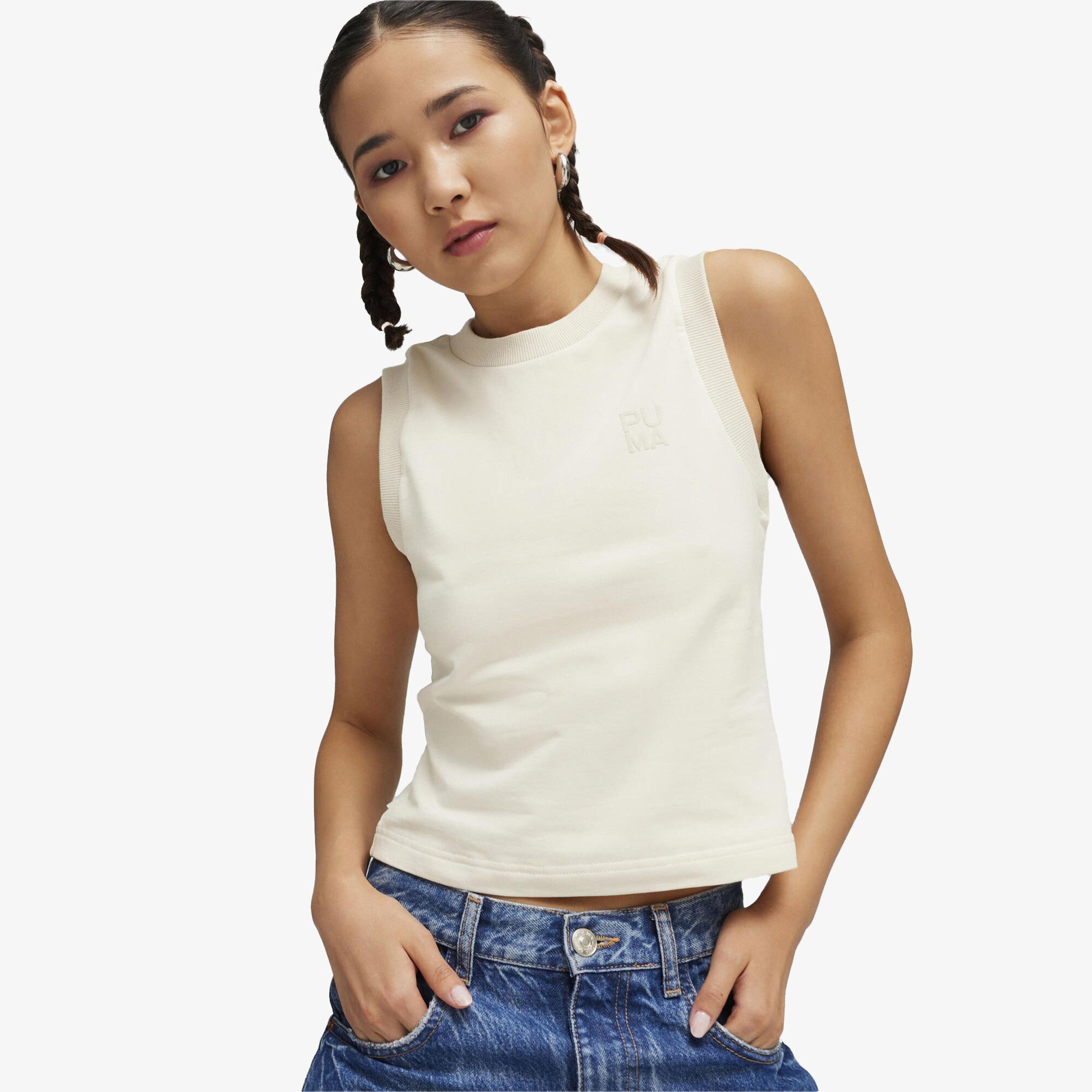 Puma infuse Slim Tank Kadın Krem T-Shirt