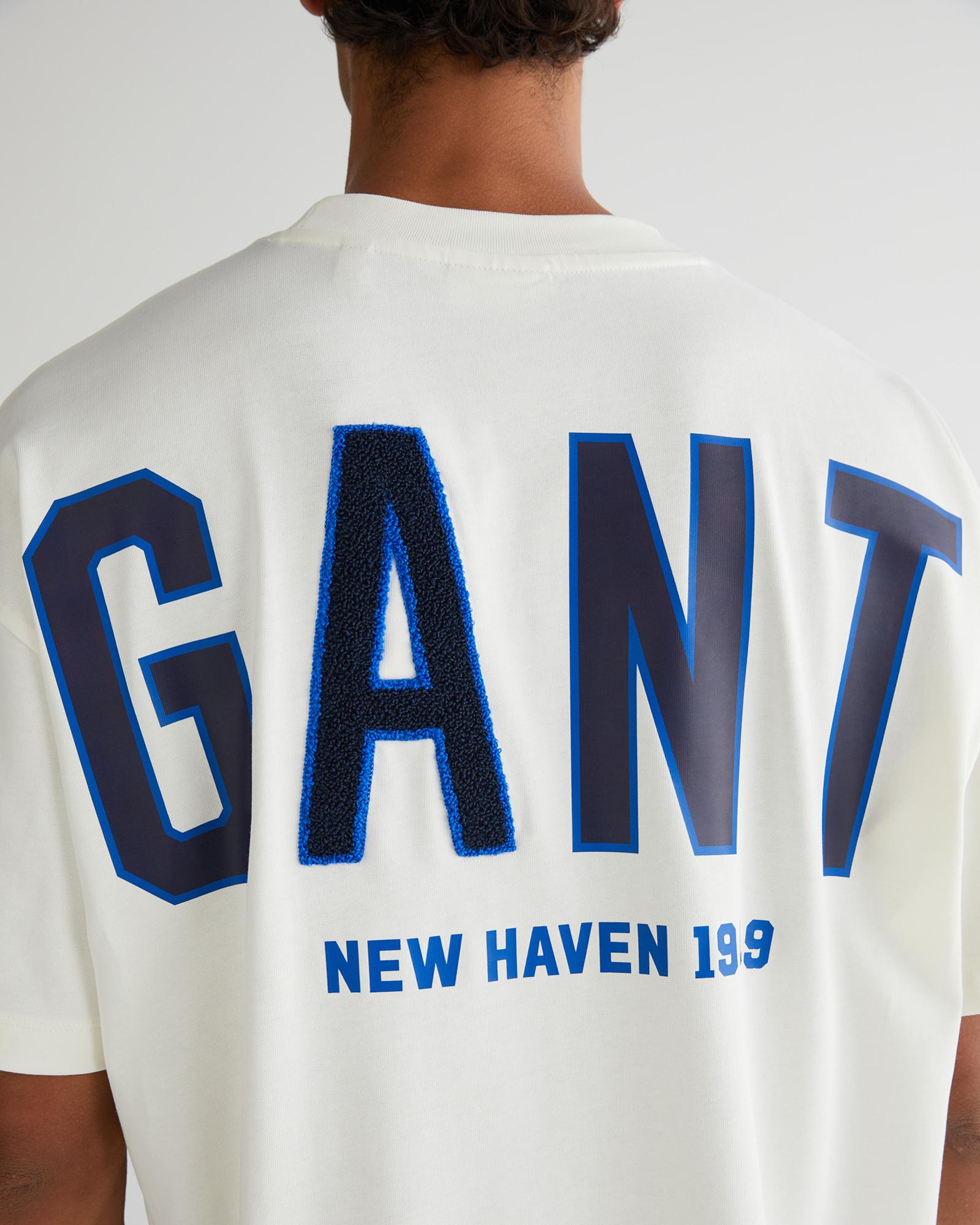 GANT Erkek Krem Relaxed Fit Bisiklet Yaka Logolu T-Shirt