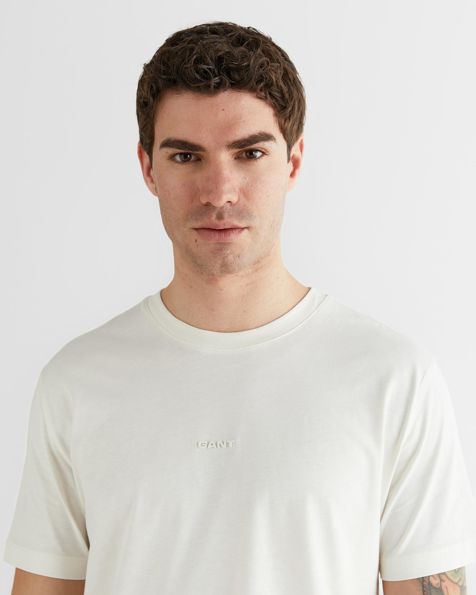 GANT Erkek Beyaz Baskılı Kısa Kollu T-Shirt