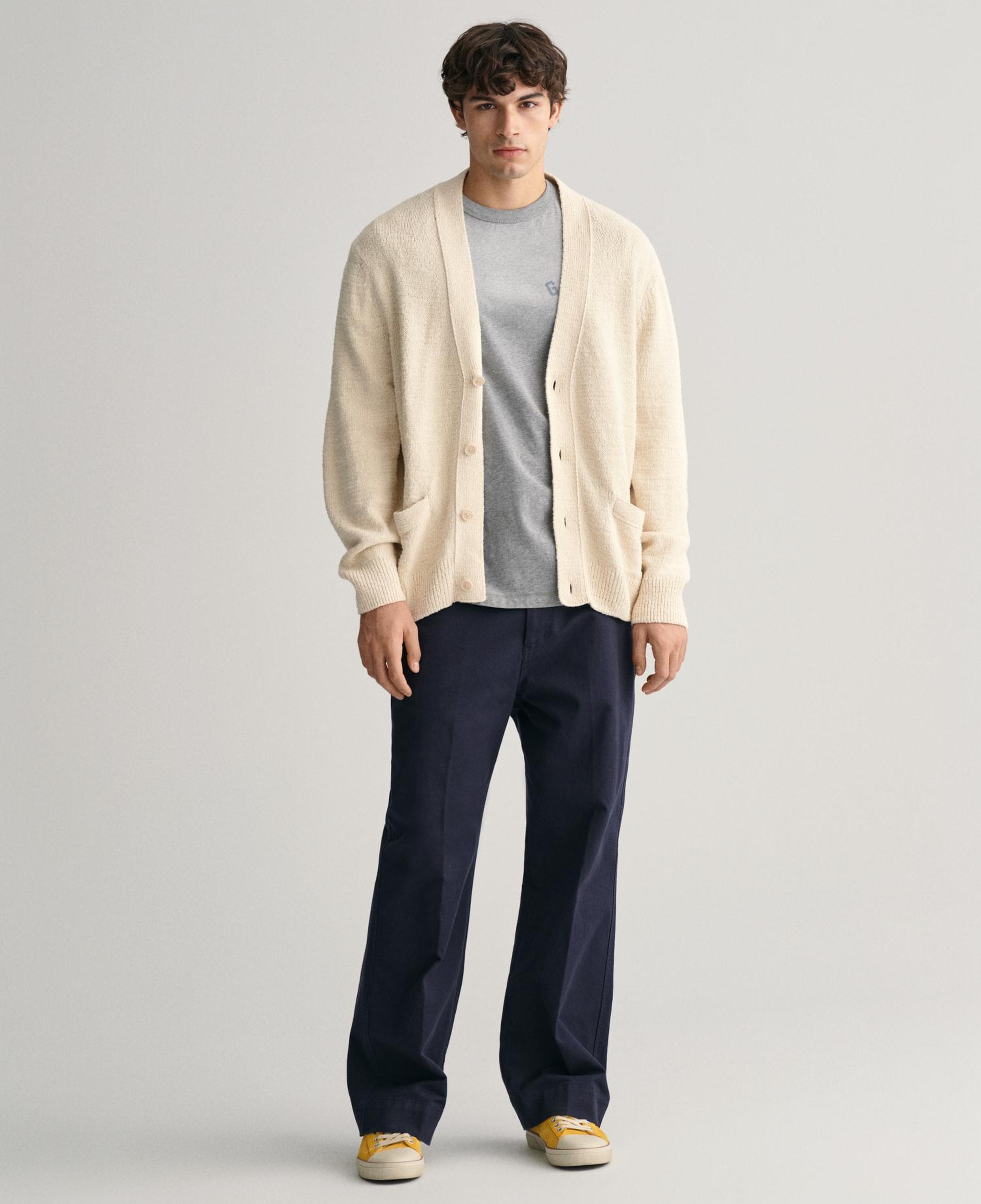 GANT Erkek Gri Relaxed Fit Bisiklet Yaka Logolu T-shirt