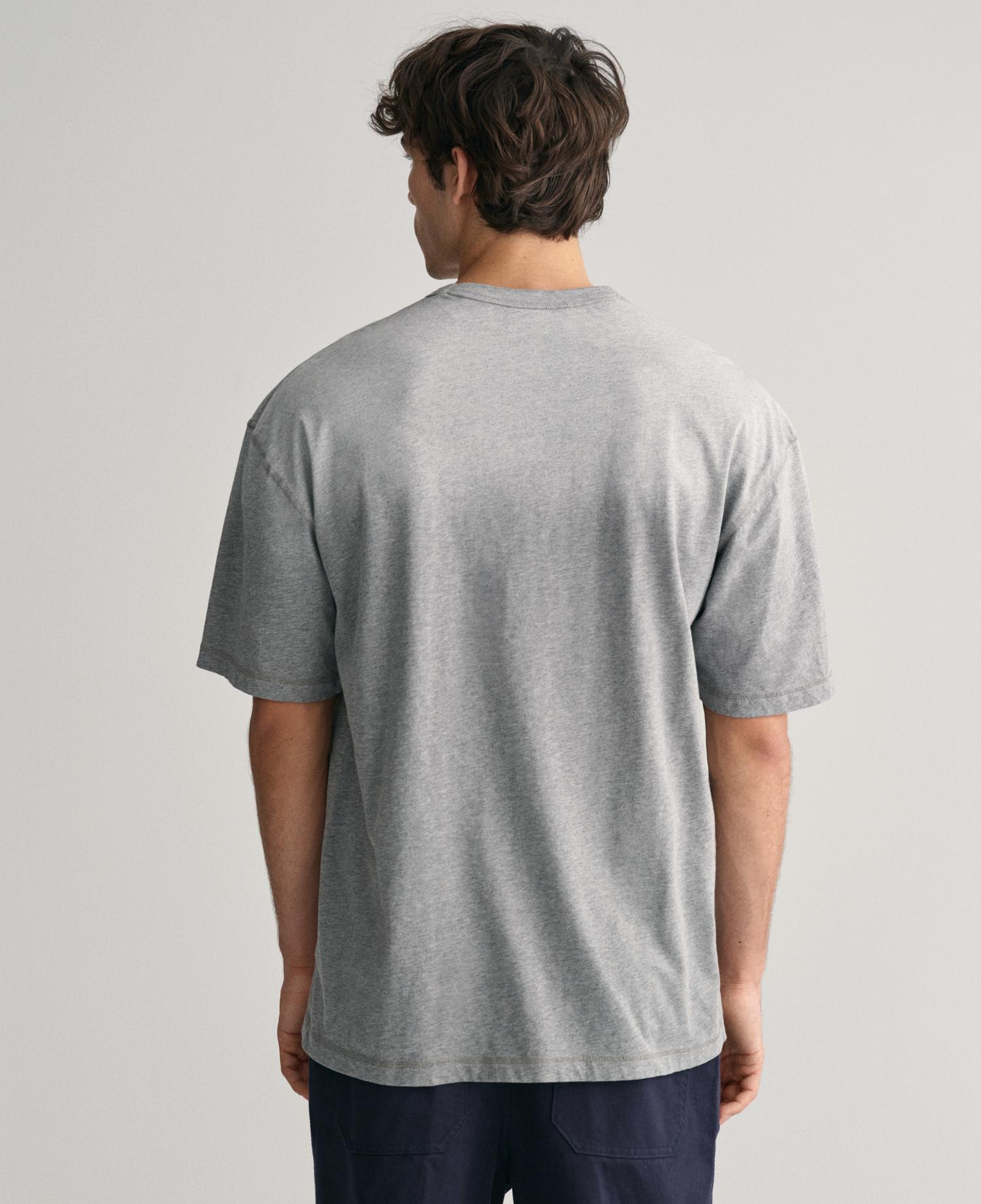 GANT Erkek Gri Relaxed Fit Bisiklet Yaka Logolu T-shirt