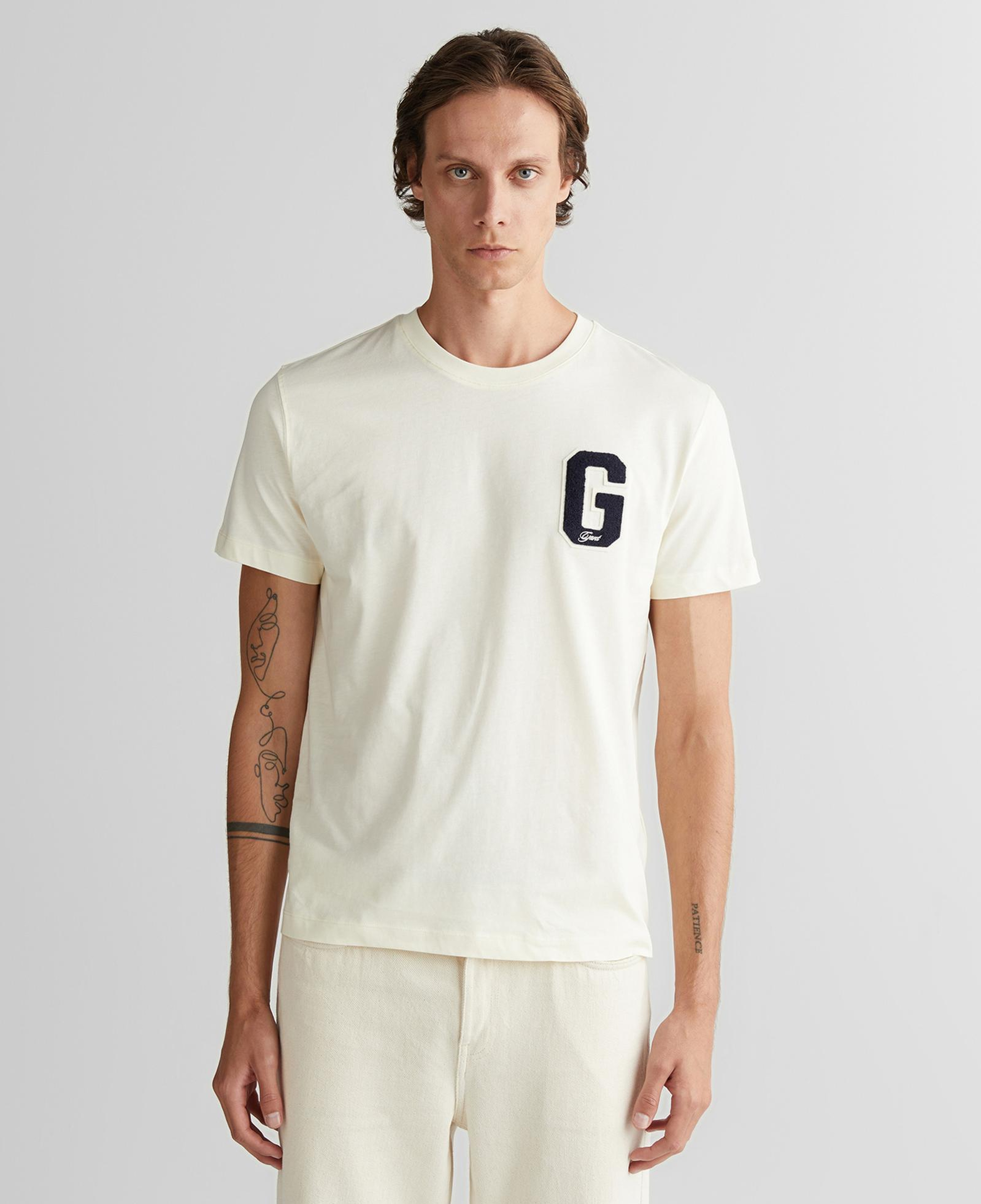 GANT Erkek Krem Regular Fit Bisiklet Yaka Logolu T-Shirt
