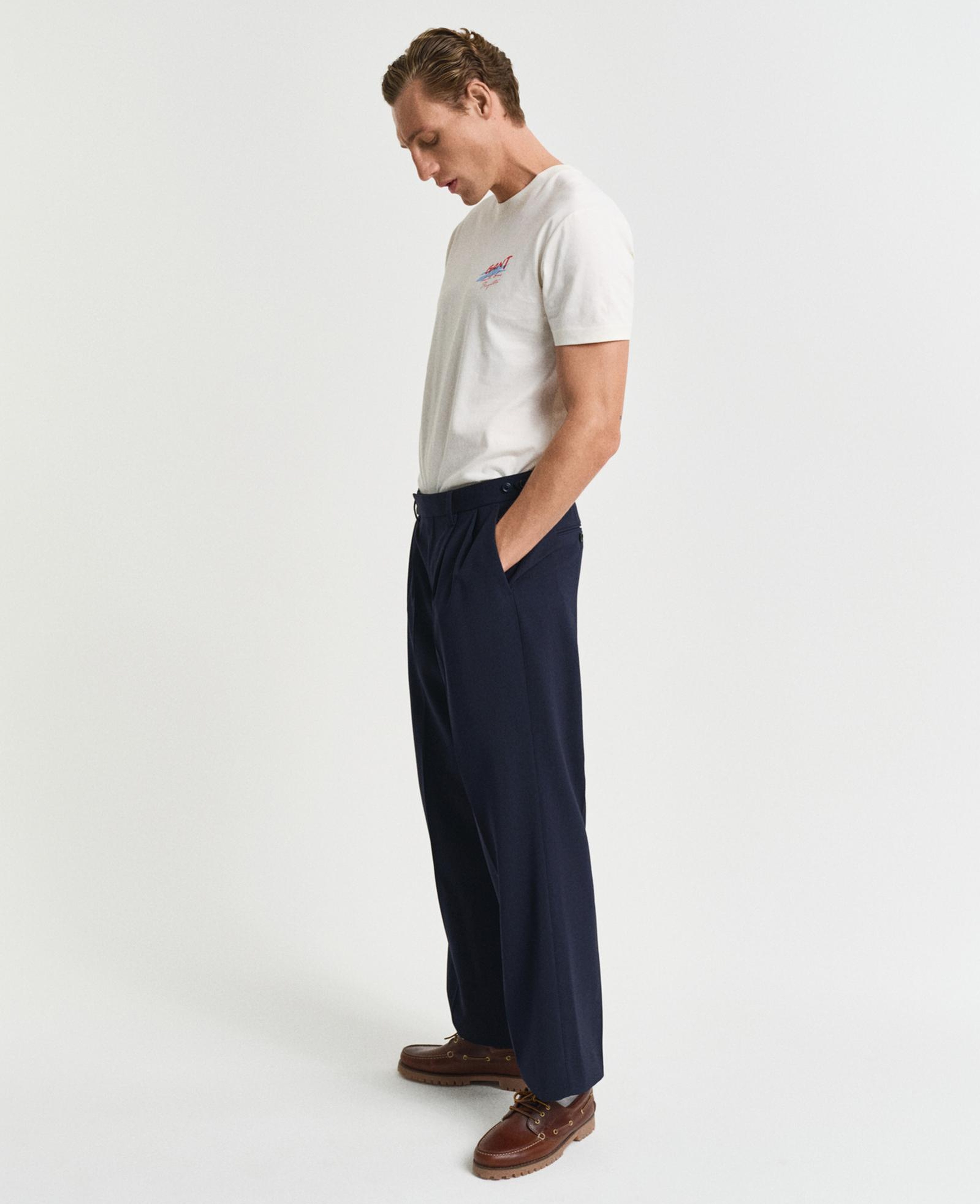 GANT Erkek Krem Regular Fit Bisiklet Yaka Logolu T-Shirt