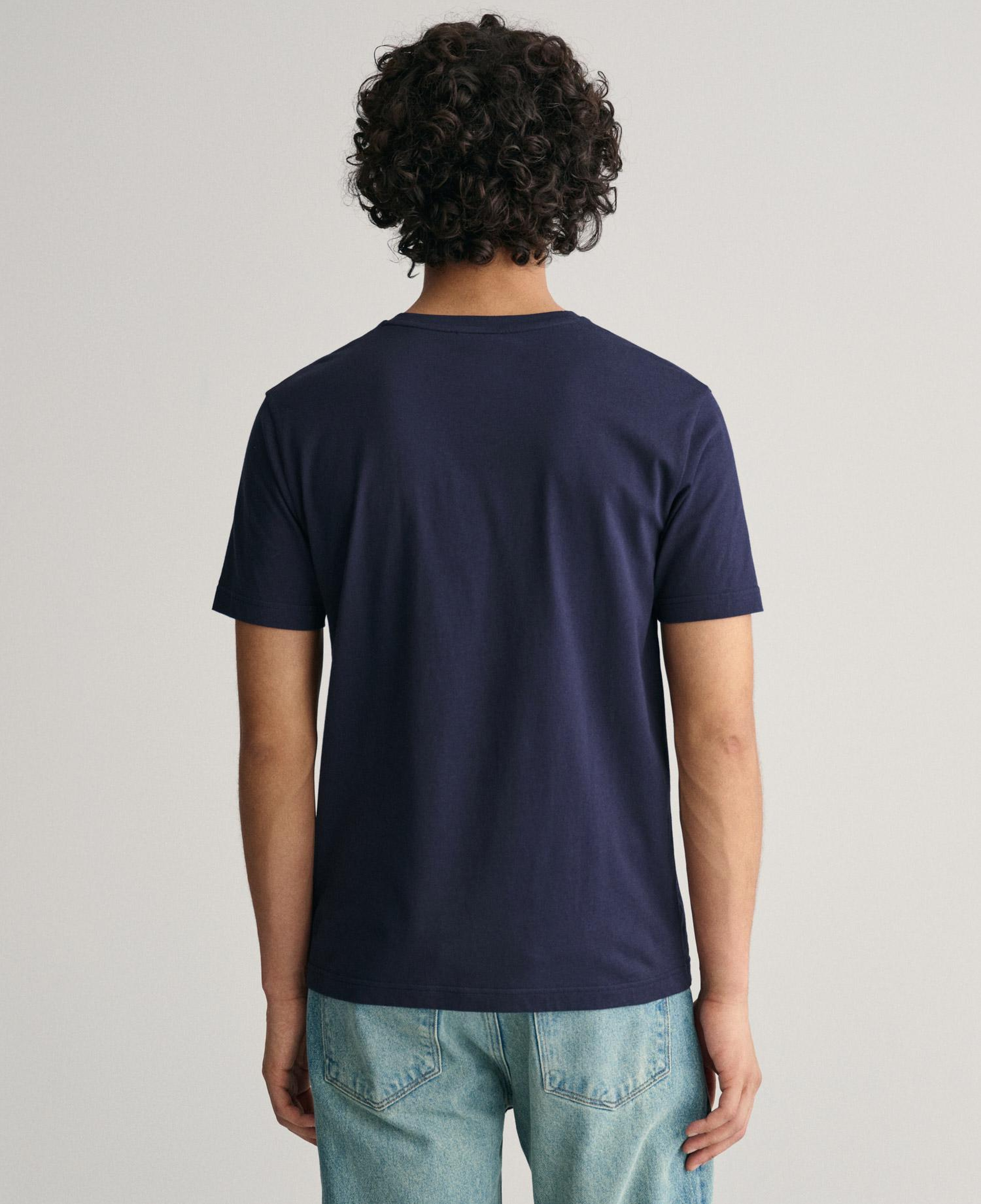 GANT Erkek Lacivert Regular Fit Bisiklet Yaka Logolu T-Shirt