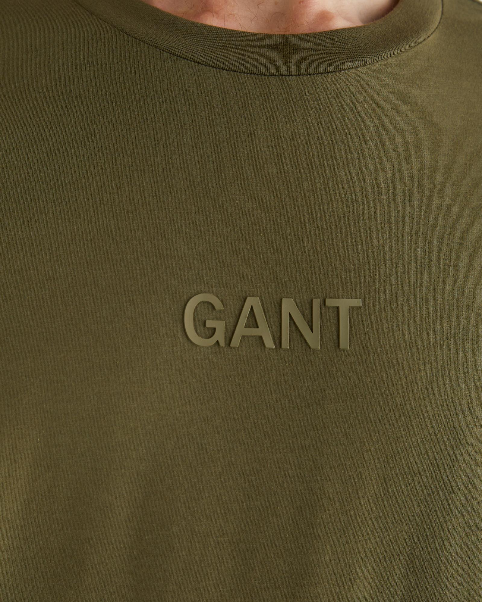 GANT Erkek Yeşil Relaxed Fit Bisiklet Yaka Logolu T-Shirt