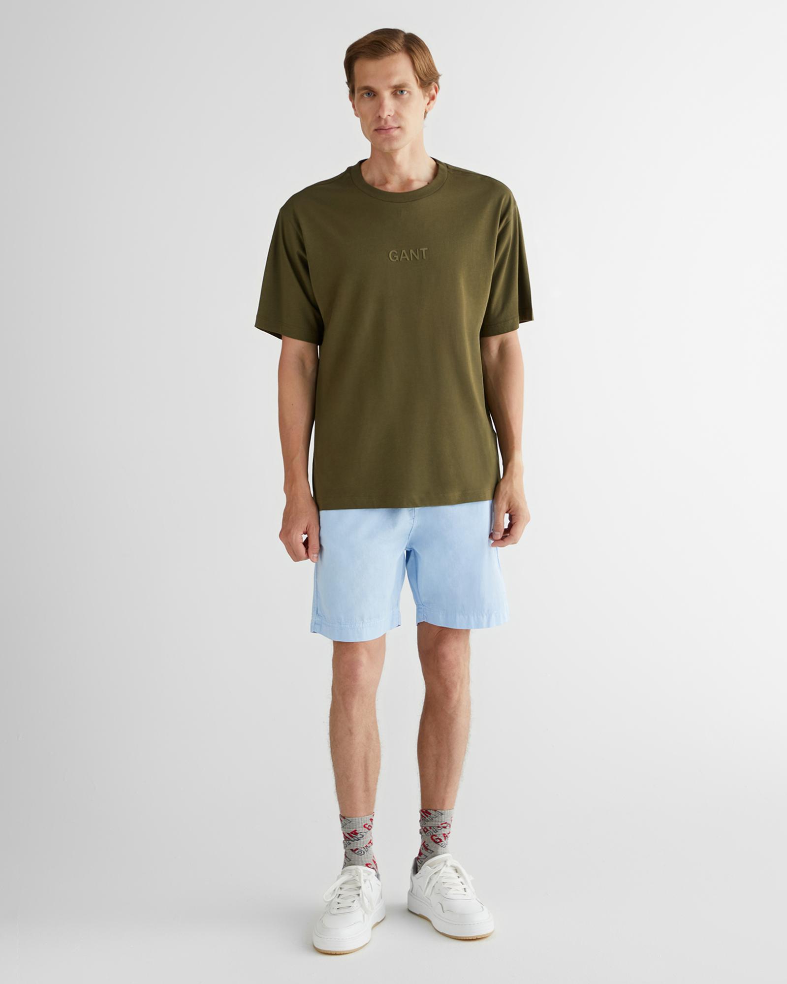 GANT Erkek Yeşil Relaxed Fit Bisiklet Yaka Logolu T-Shirt