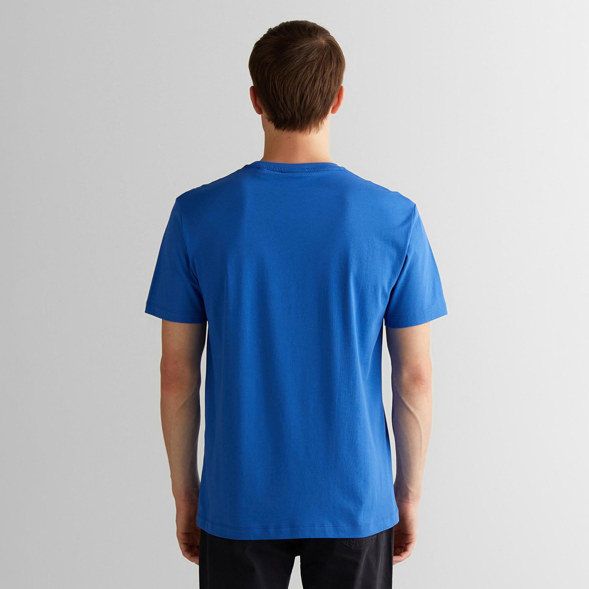 GANT Erkek Mavi Regular Fit Bisiklet Yaka Logolu T-Shirt
