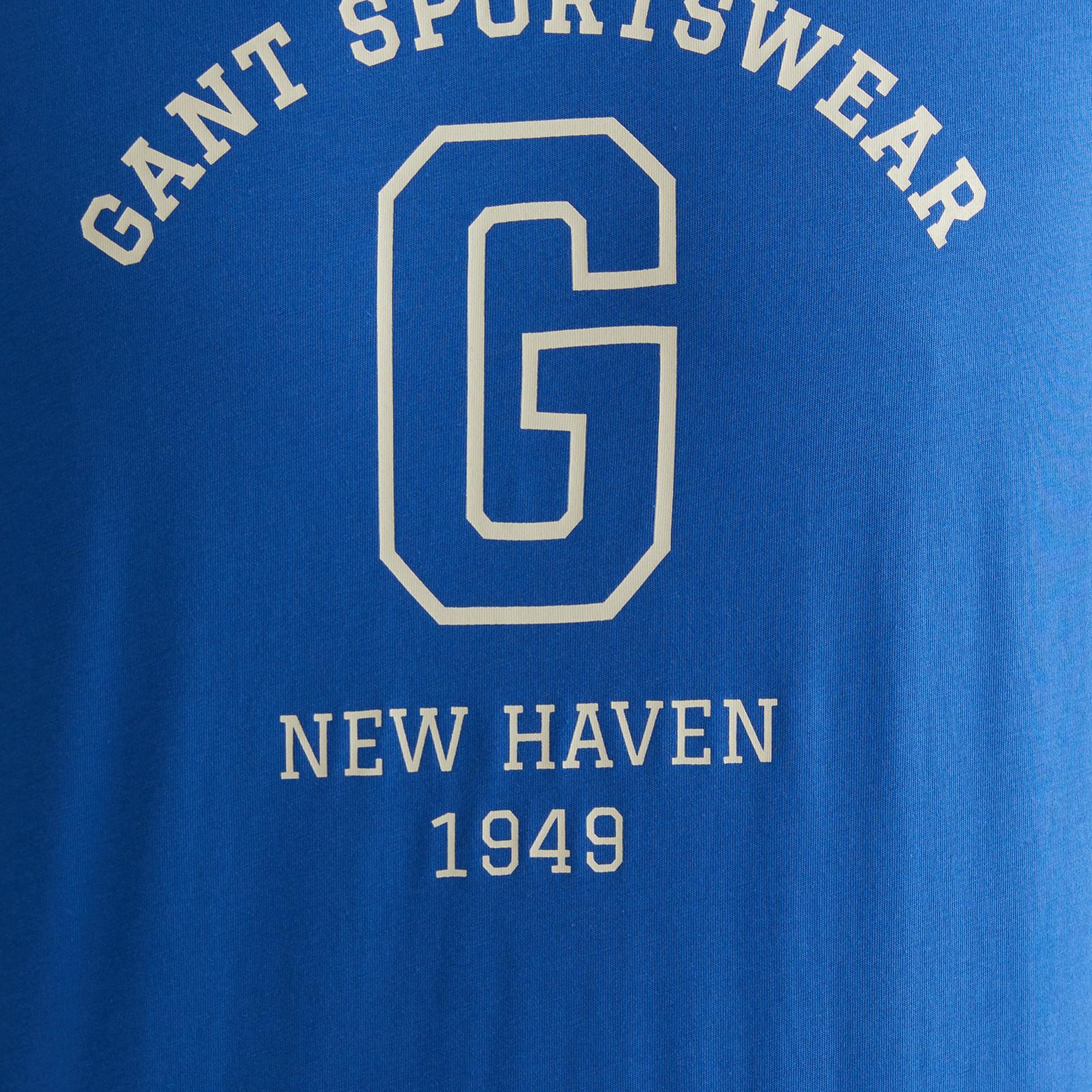 GANT Erkek Mavi Regular Fit Bisiklet Yaka Logolu T-Shirt