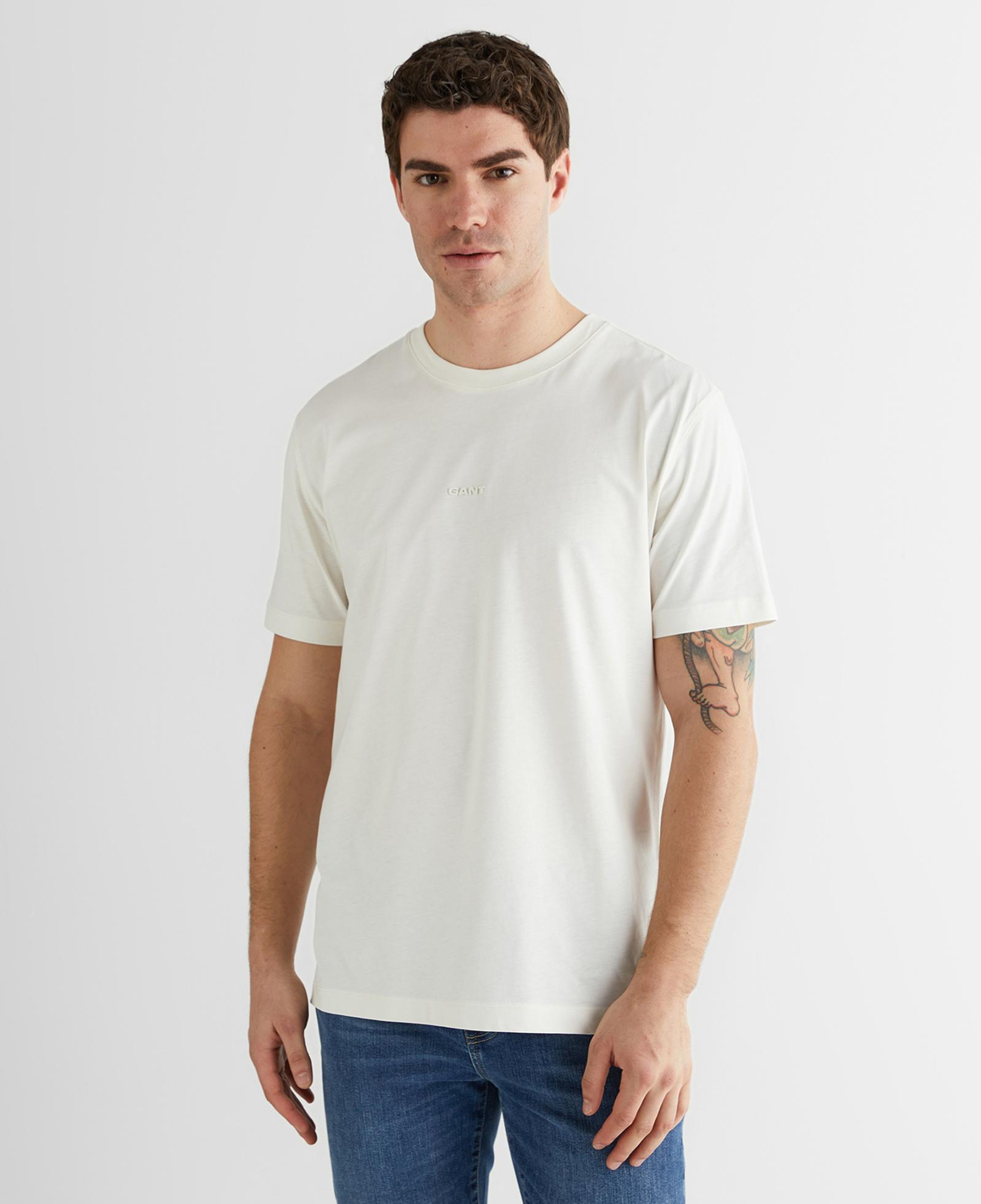 GANT Erkek Beyaz Baskılı Kısa Kollu T-Shirt