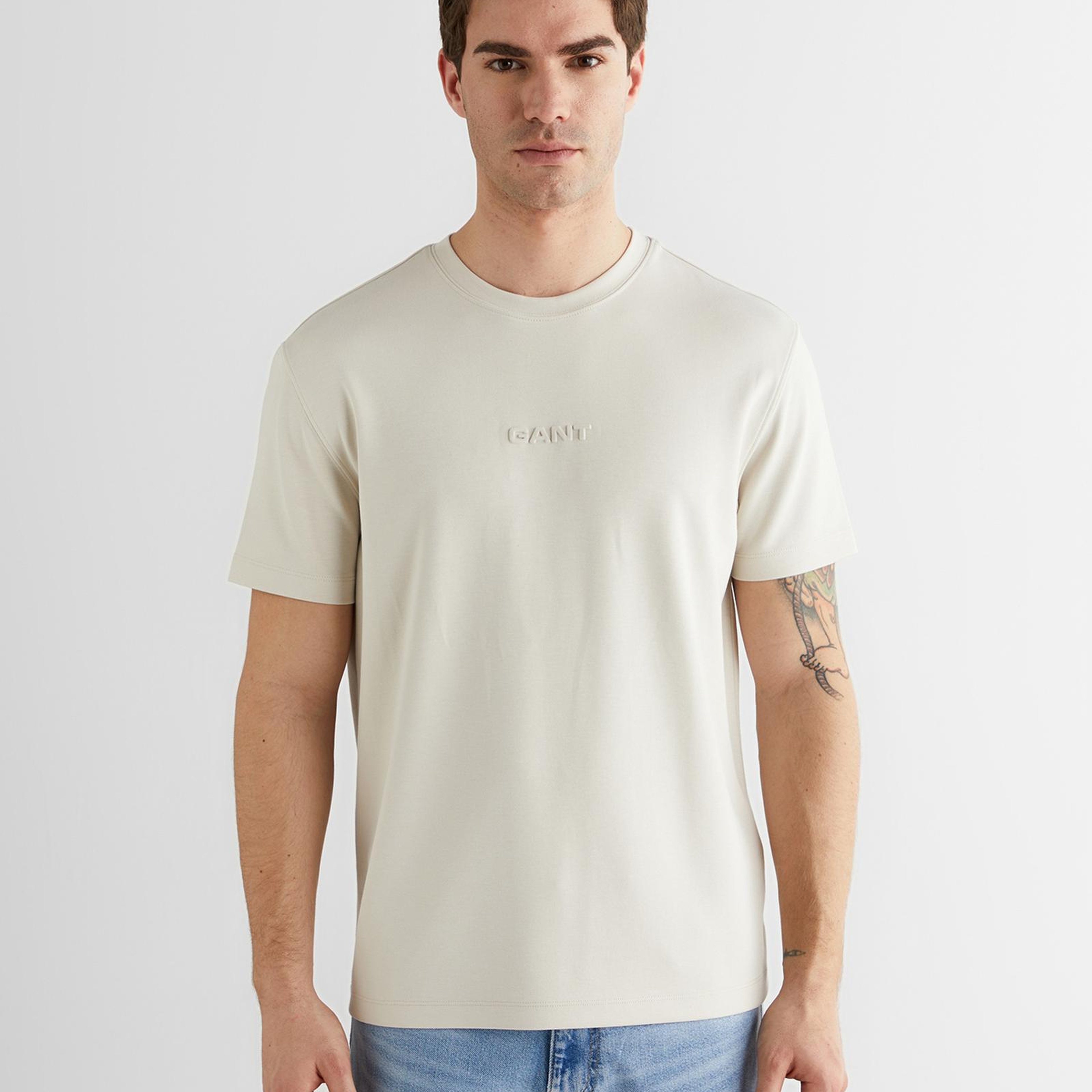 GANT Erkek Bej Baskılı Kısa Kollu T-Shirt
