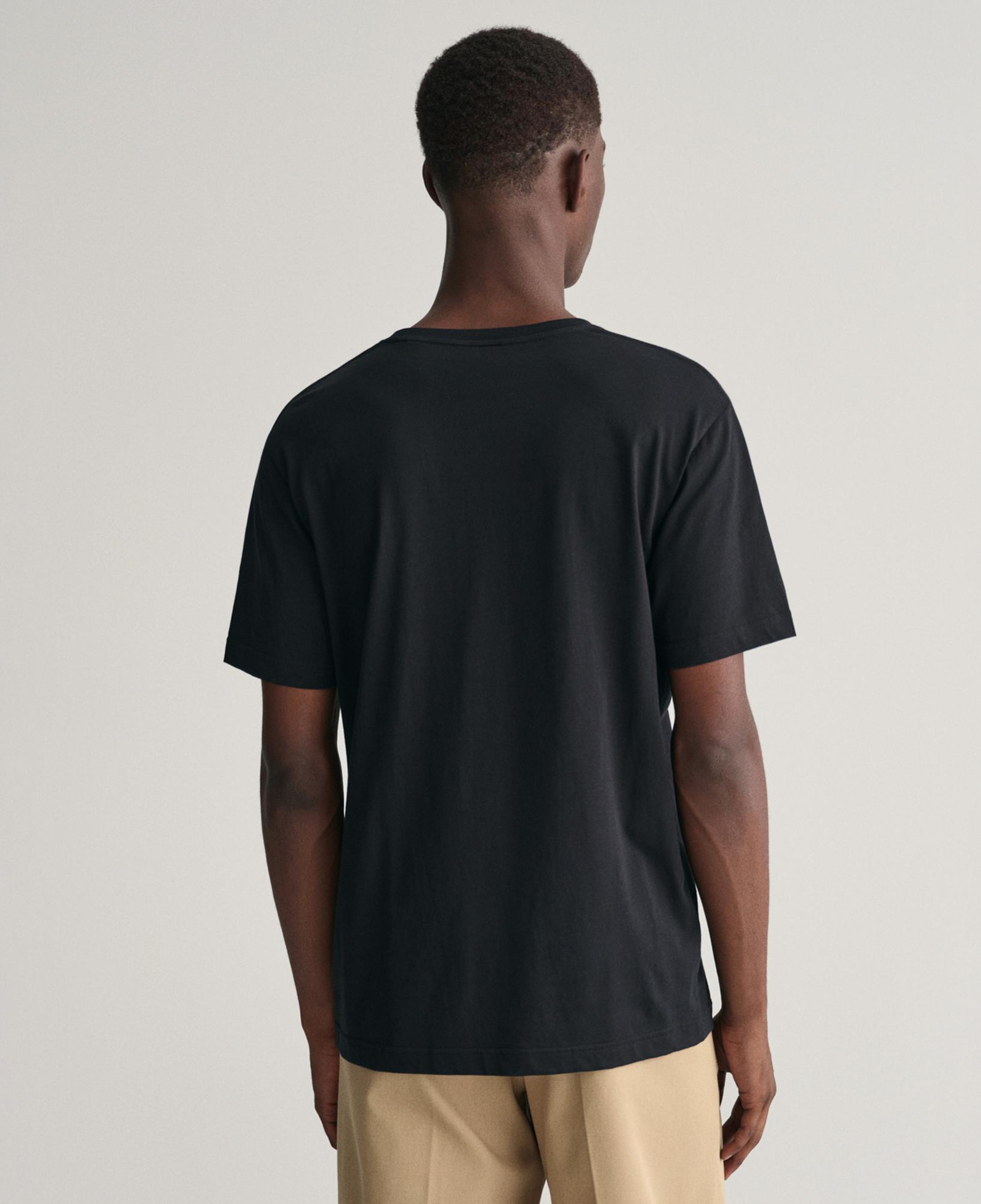 GANT Erkek Siyah Regular Fit Bisiklet Yaka Logolu T-shirt