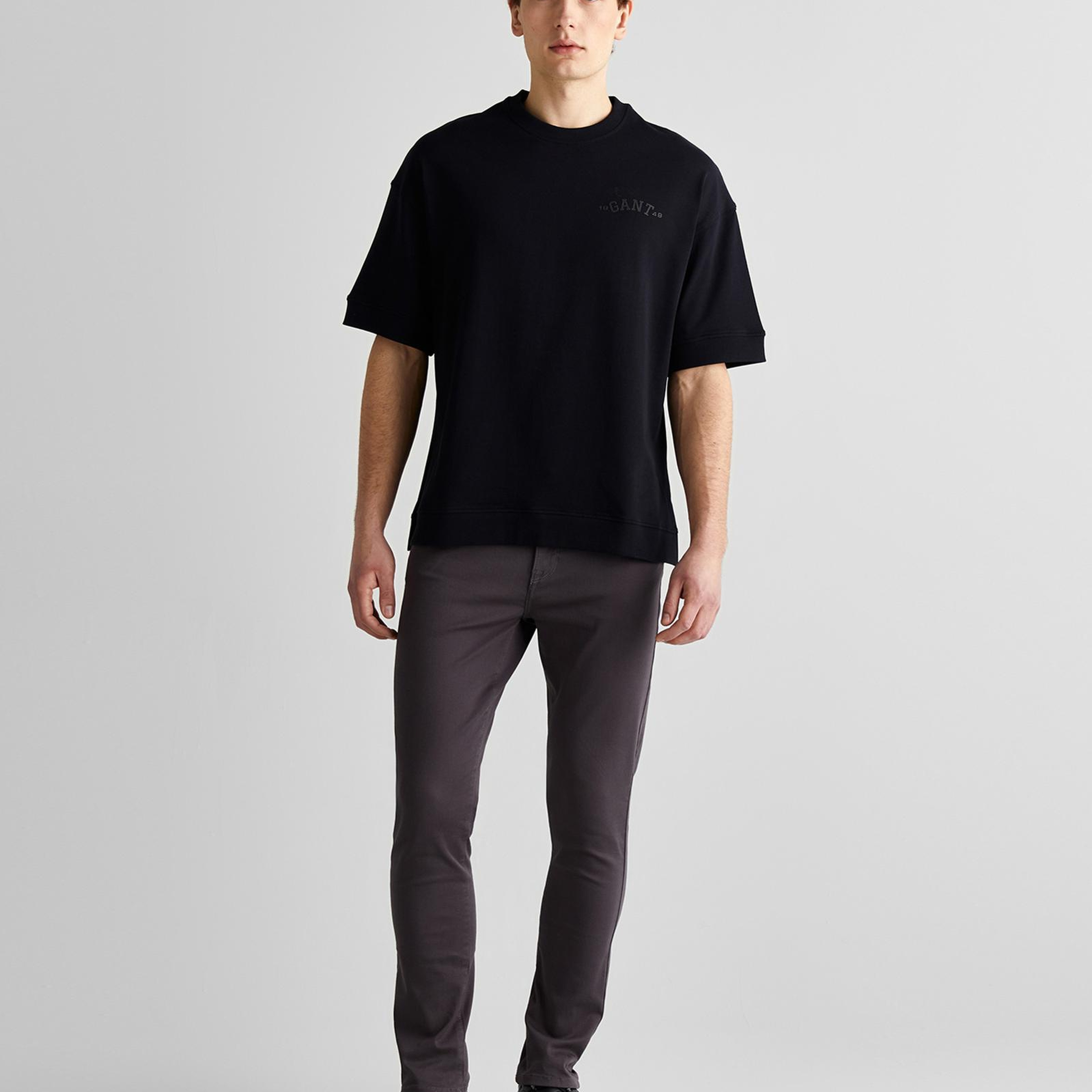 GANT Erkek Siyah Orijinal Fit Bisiklet Yaka Logolu T-Shirt