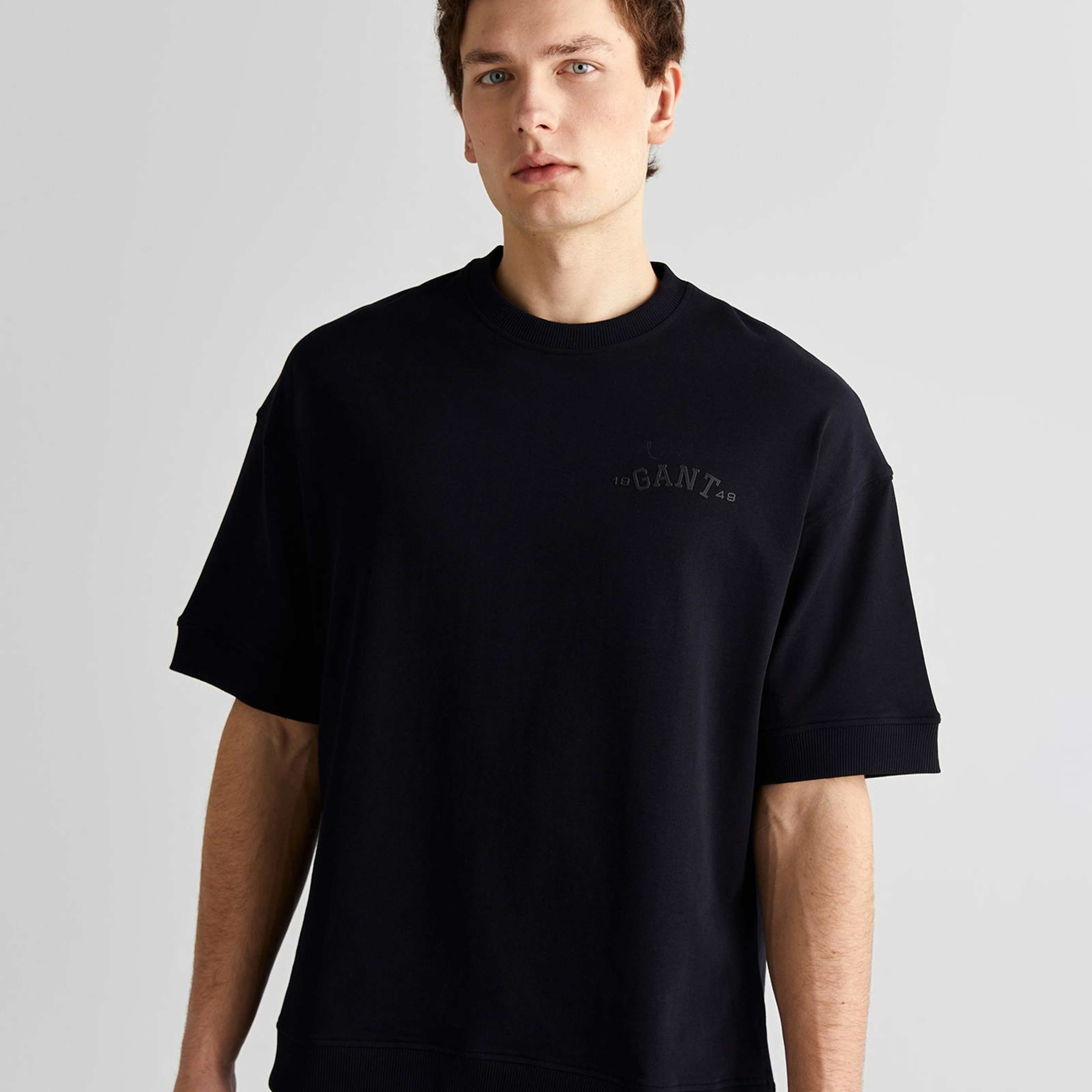 GANT Erkek Siyah Orijinal Fit Bisiklet Yaka Logolu T-Shirt