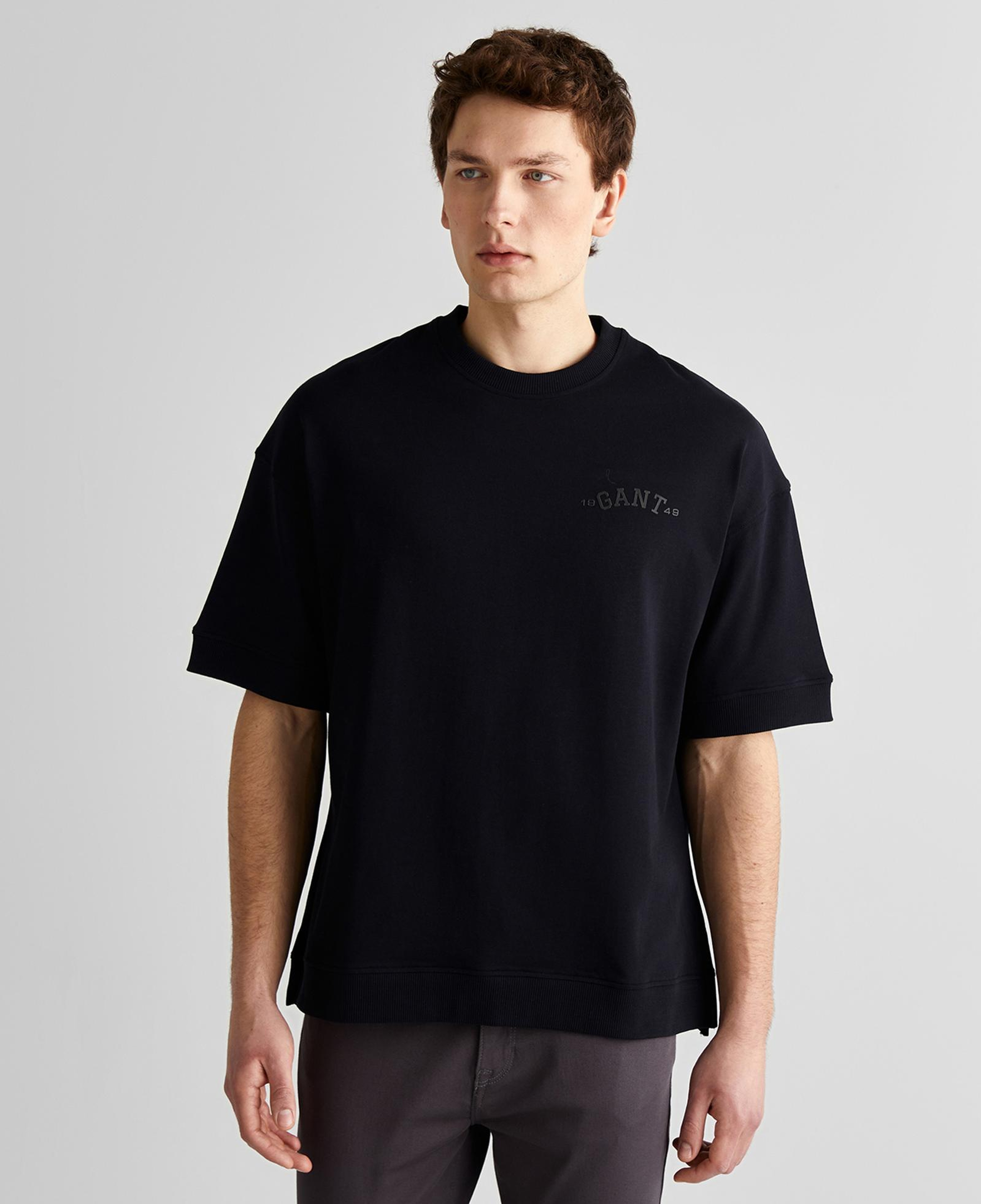 GANT Erkek Siyah Orijinal Fit Bisiklet Yaka Logolu T-Shirt