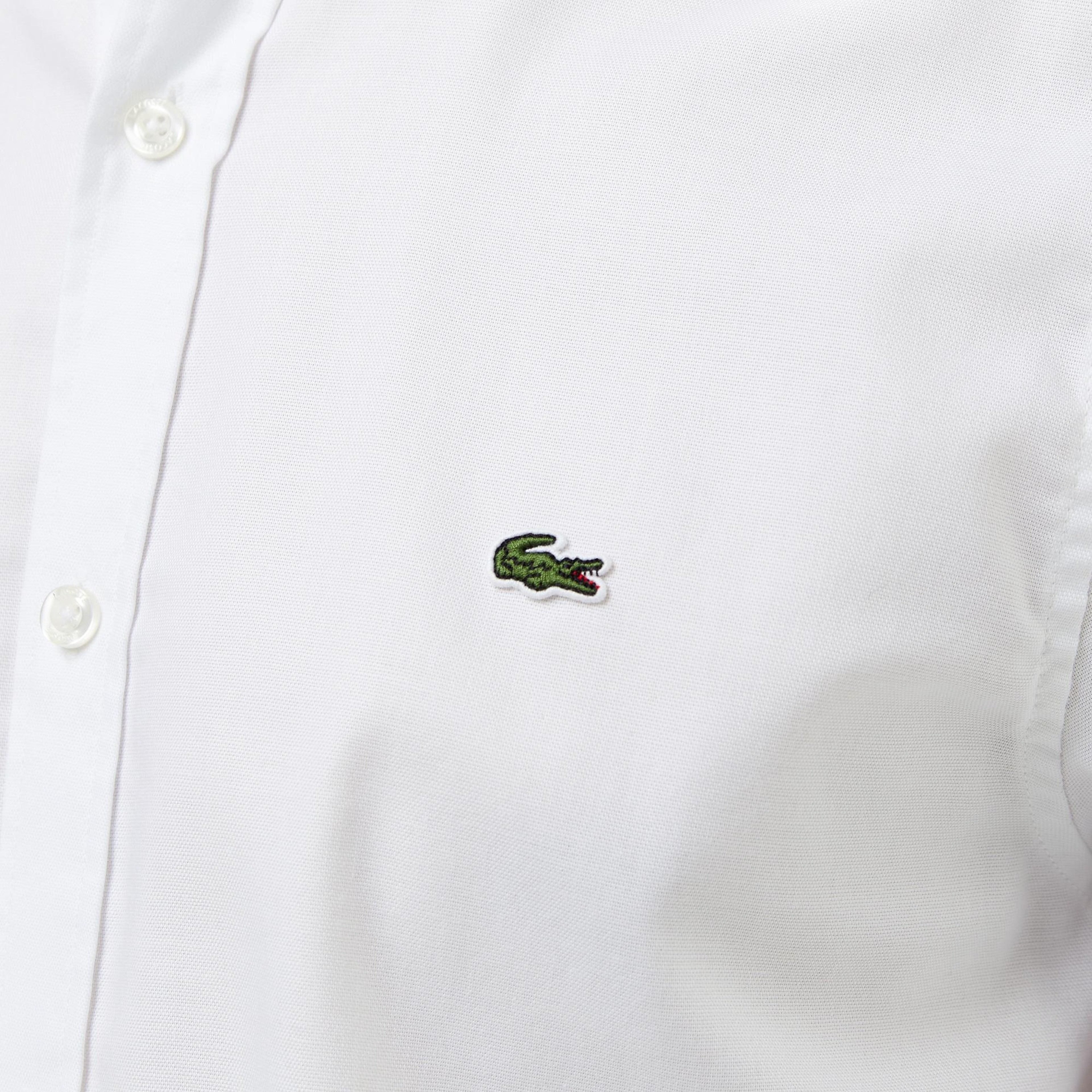 Lacoste Erkek Slim Fit Düğmeli Yaka Beyaz Gömlek