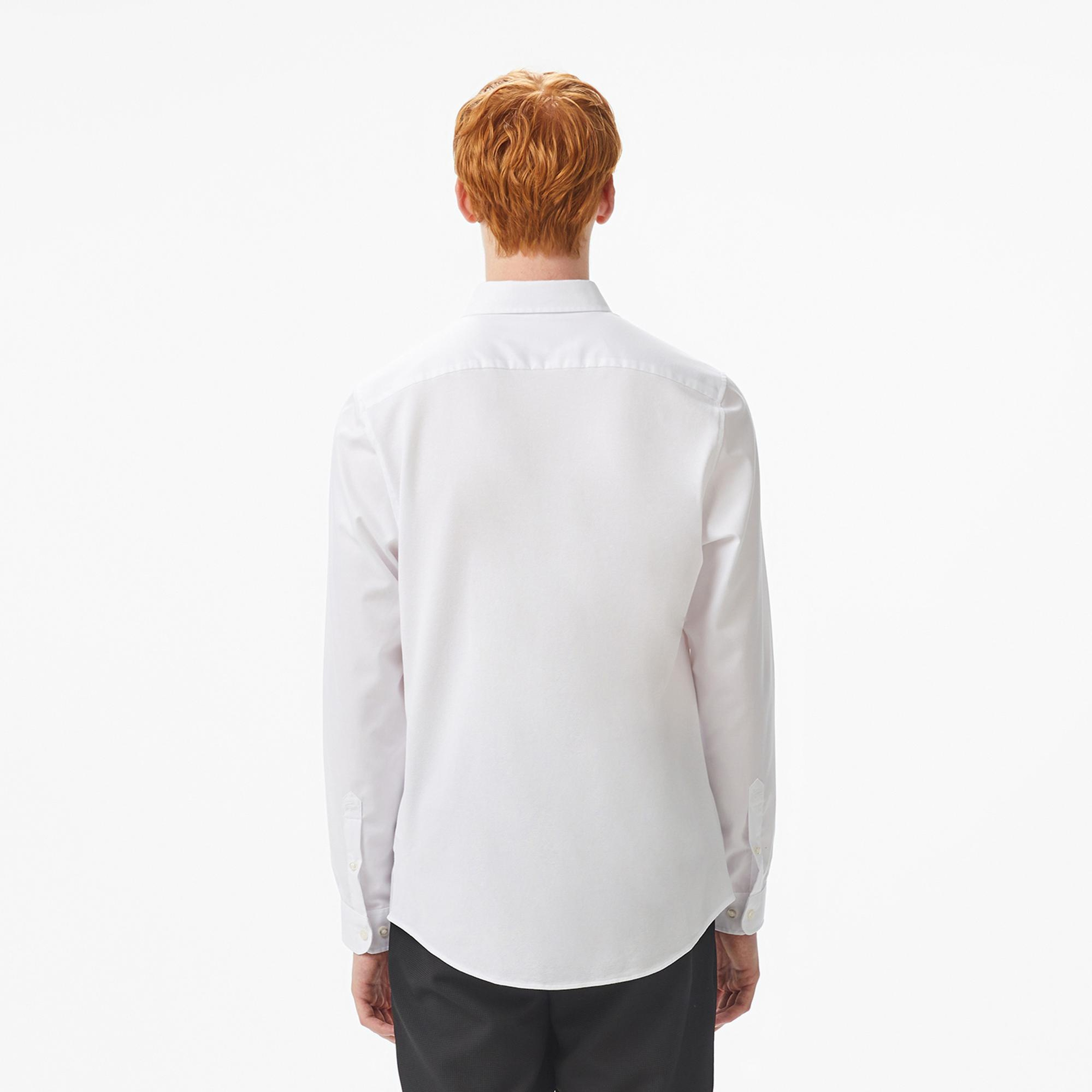 Lacoste Erkek Slim Fit Düğmeli Yaka Beyaz Gömlek