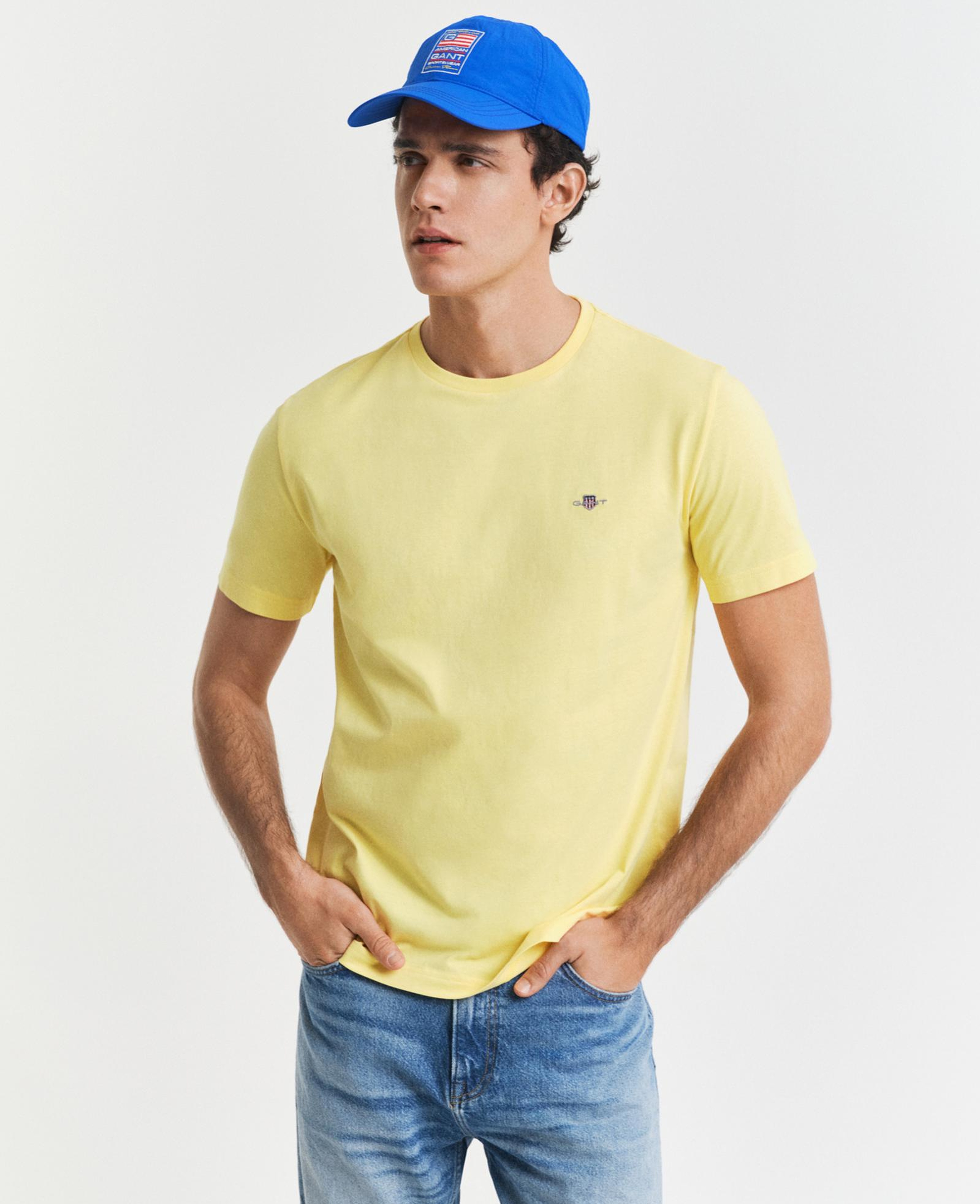 GANT Erkek Sarı Regular Fit Bisiklet Yaka T-Shirt