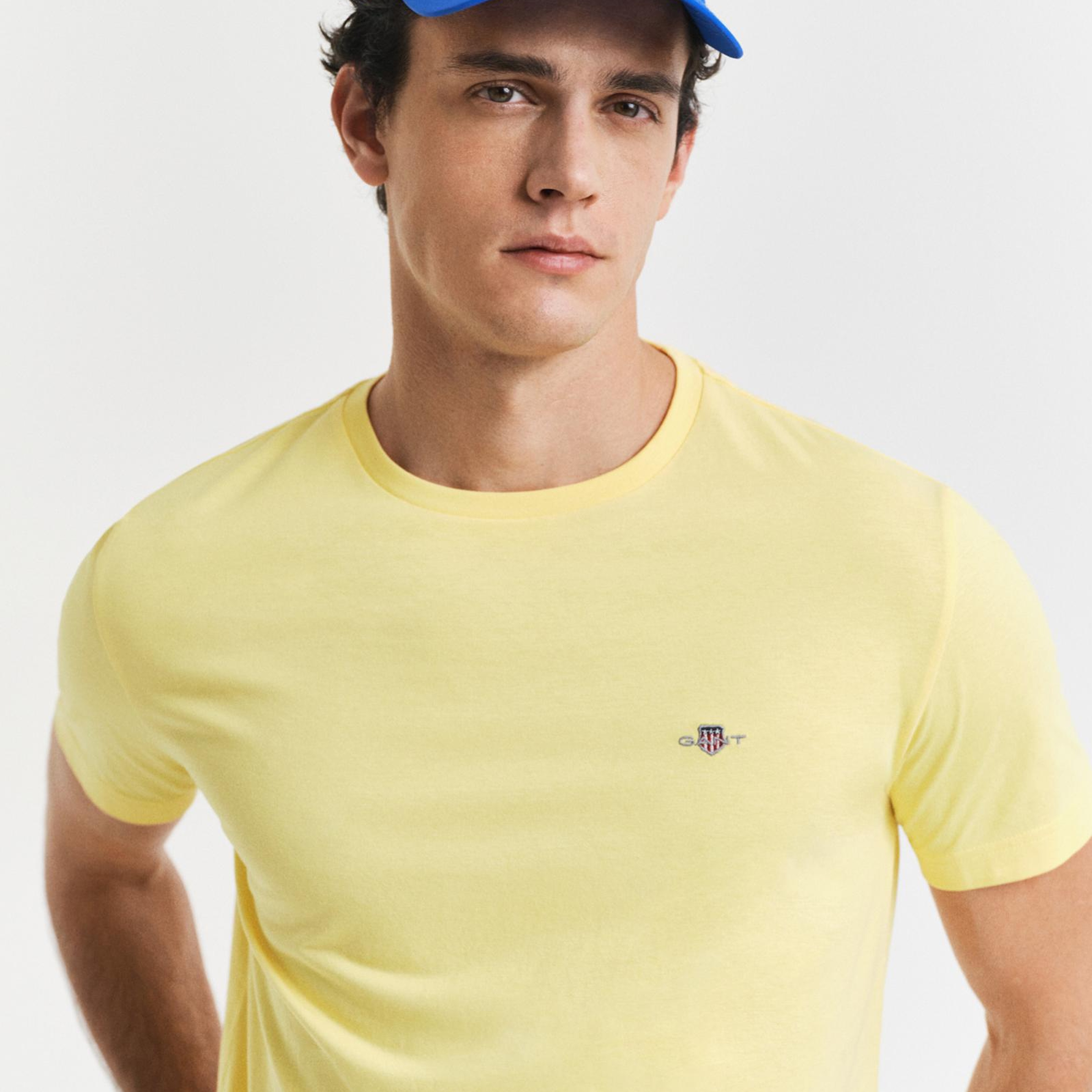 GANT Erkek Sarı Regular Fit Bisiklet Yaka T-Shirt