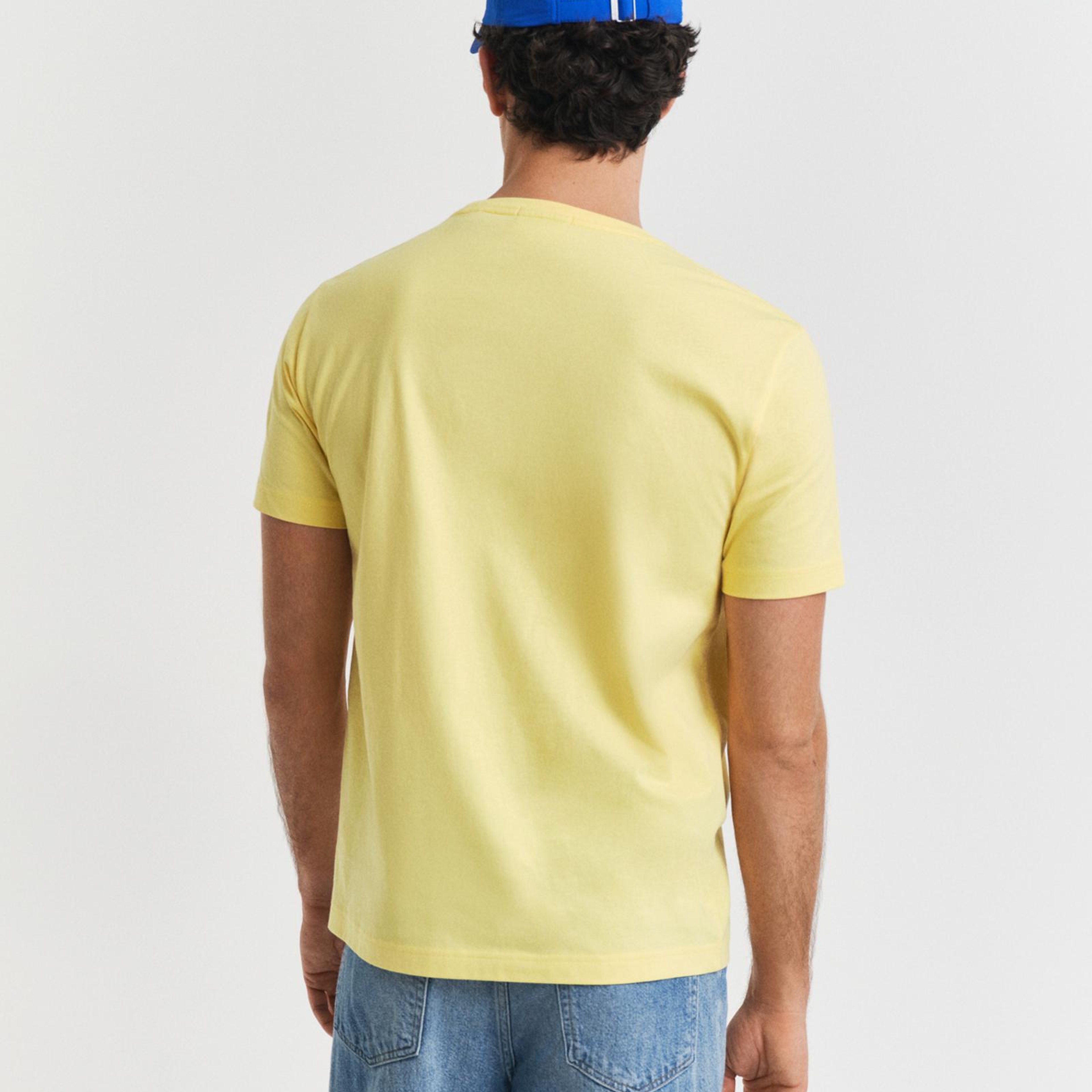 GANT Erkek Sarı Regular Fit Bisiklet Yaka T-Shirt