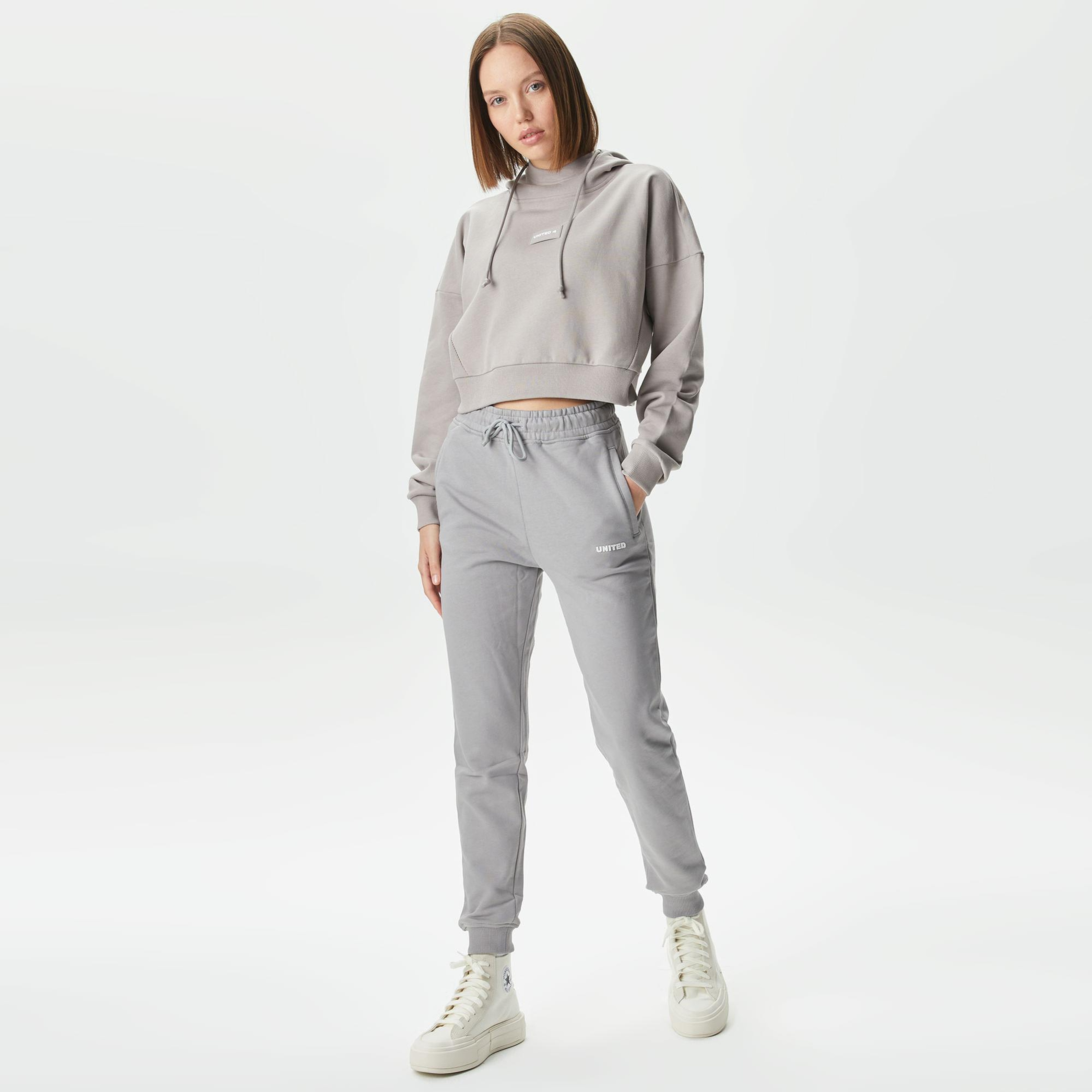 UNITED4 Classic Kadın Gri Hoodie