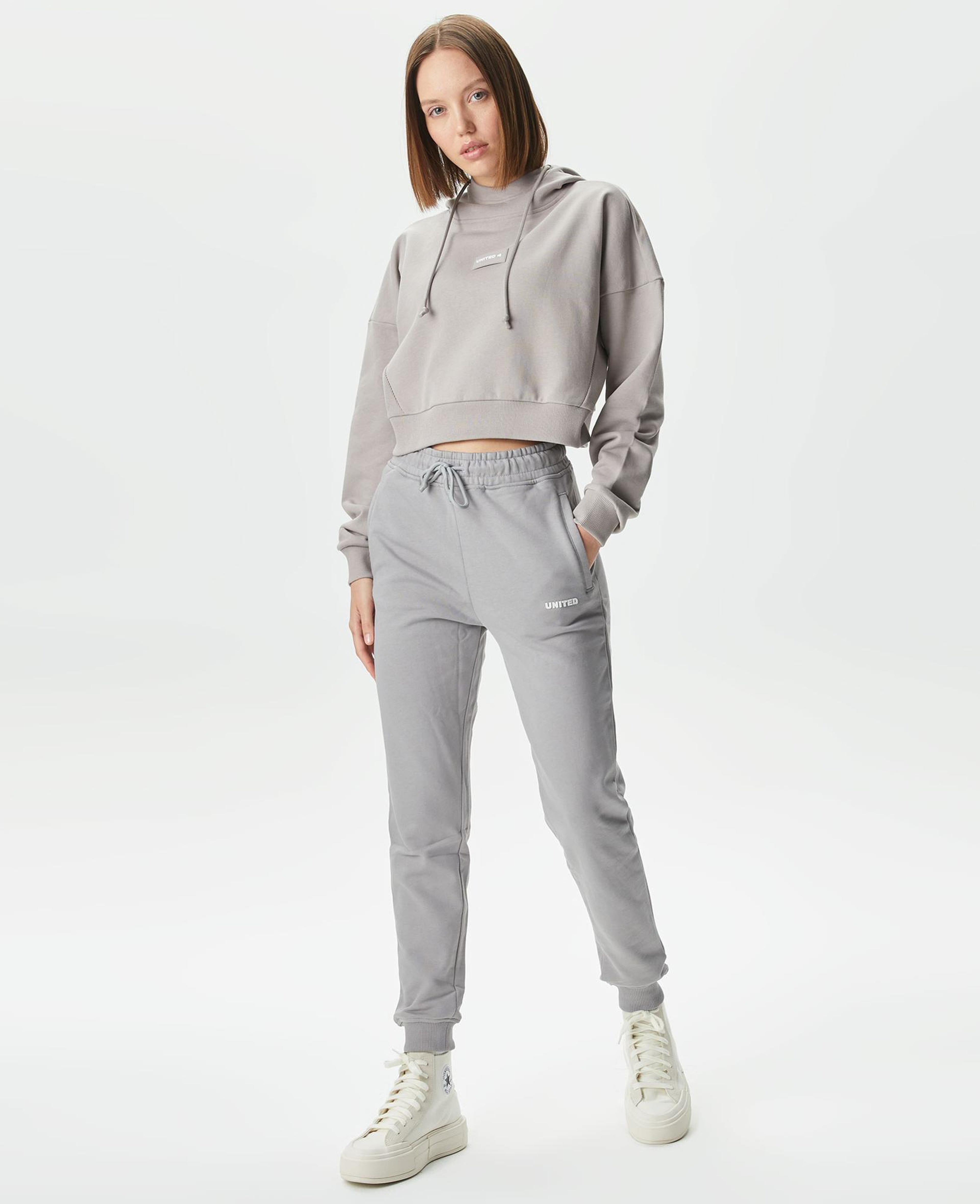 UNITED4 Classic Kadın Gri Hoodie