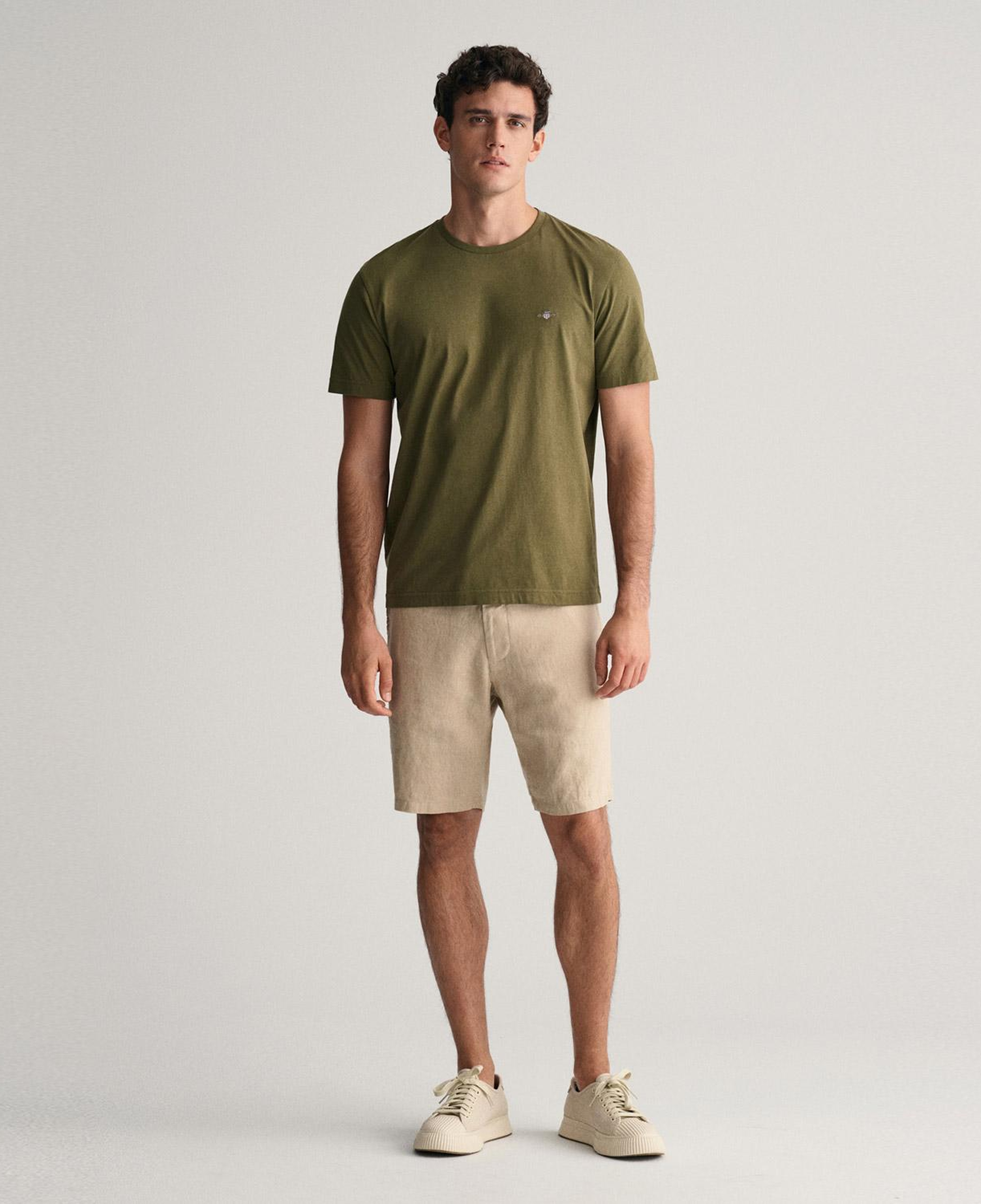 GANT Erkek Yeşil Regular Fit Bisiklet Yaka T-Shirt