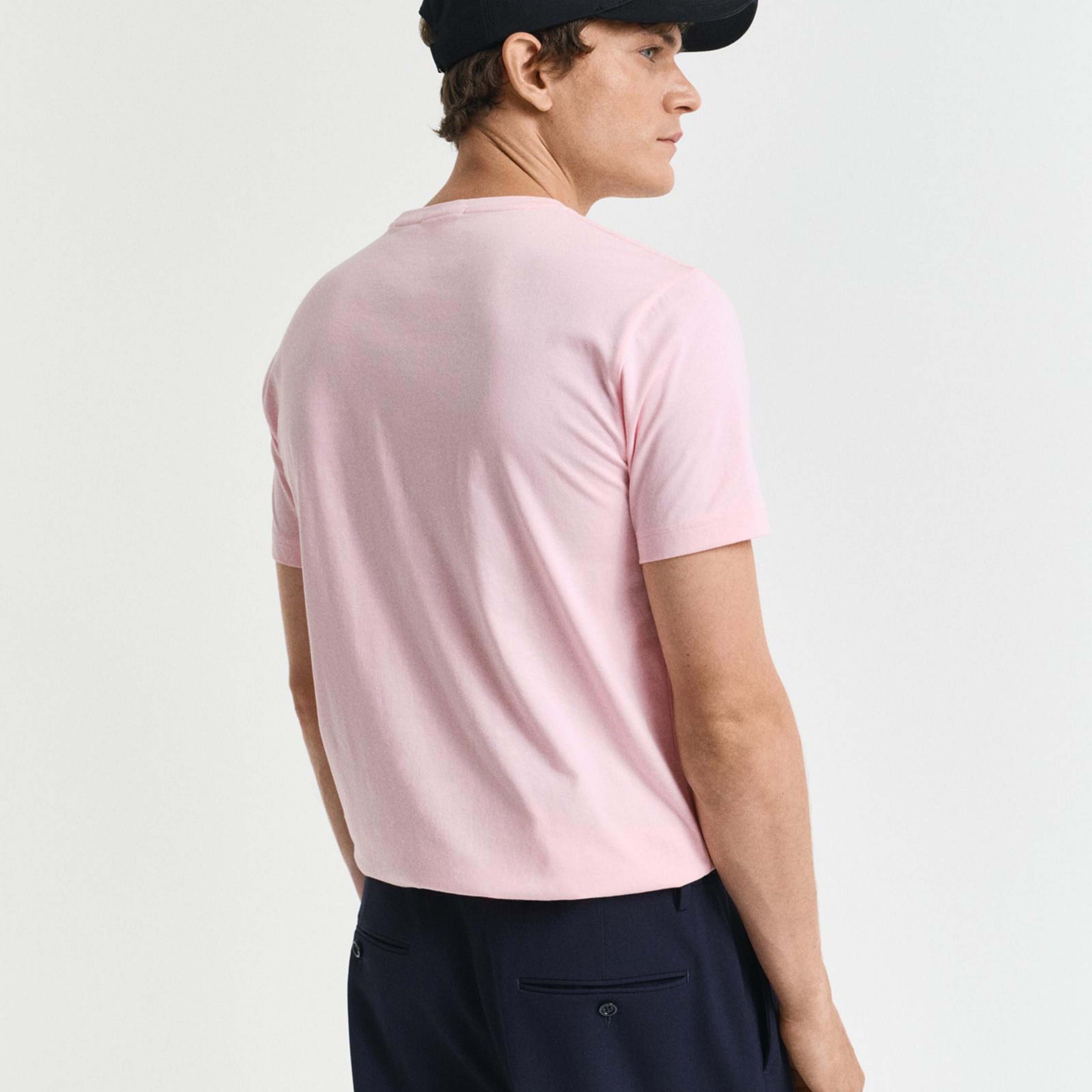 GANT Erkek Pembe Regular Fit Bisiklet Yaka T-Shirt
