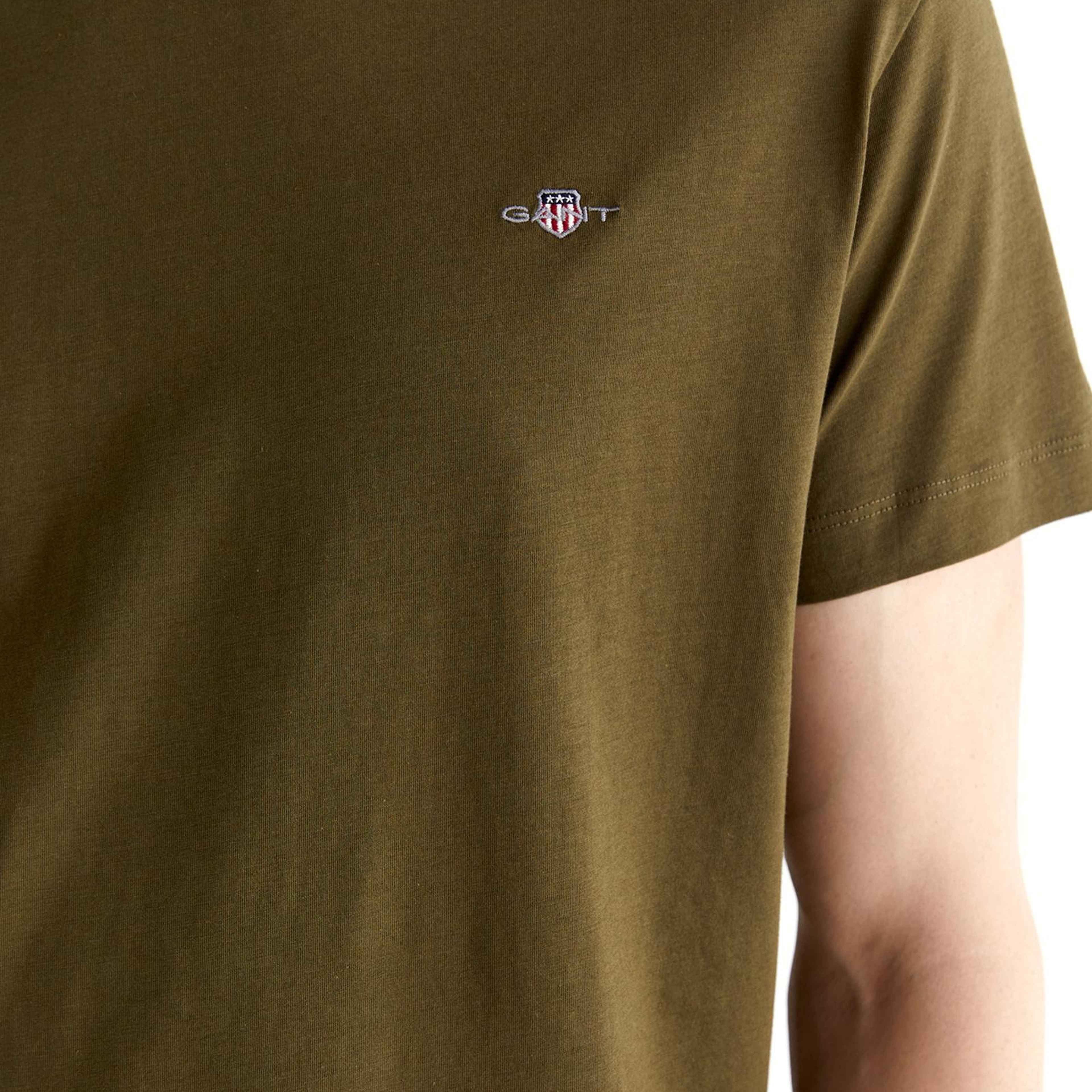 GANT Erkek Yeşil Regular Fit Bisiklet Yaka T-Shirt