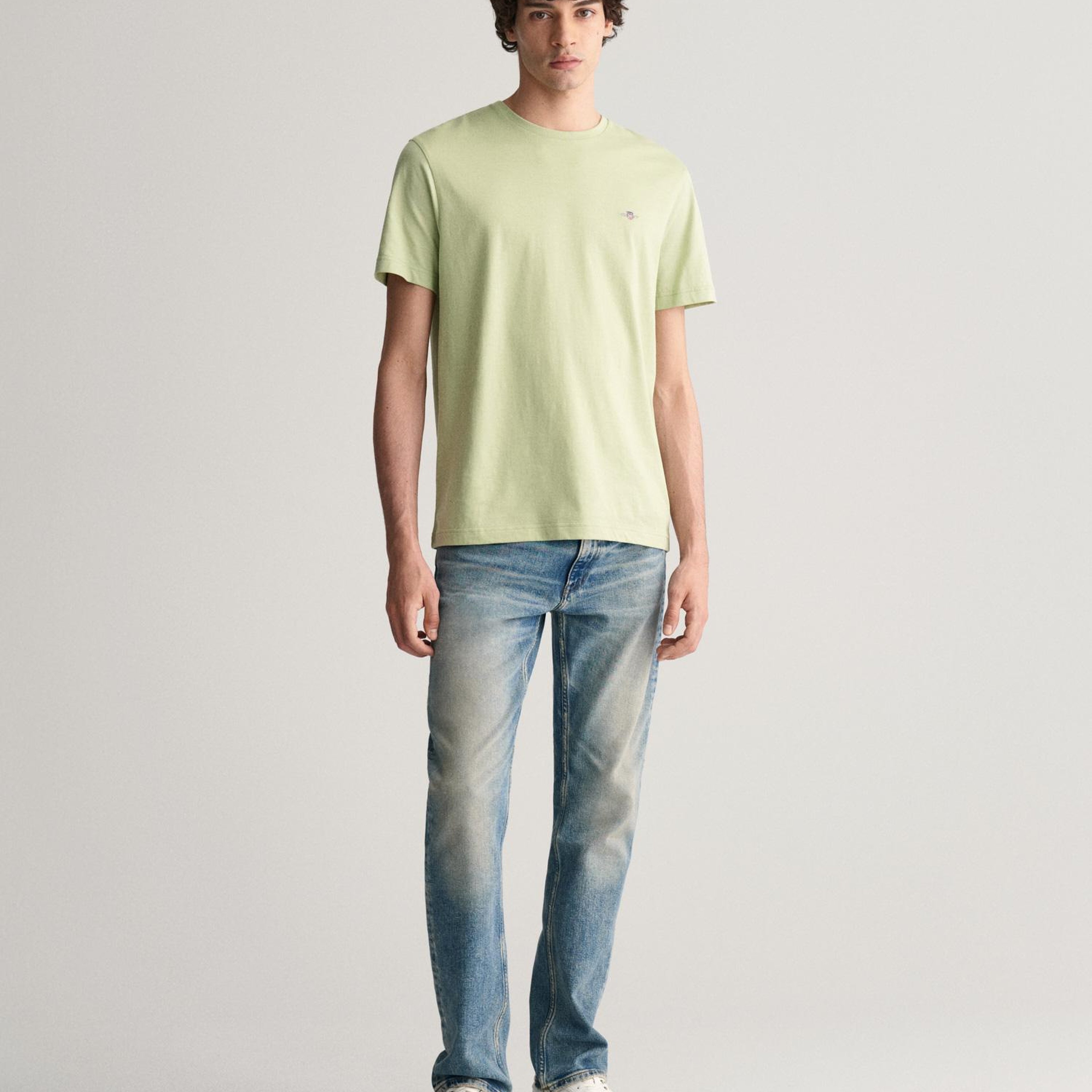GANT Erkek Yeşil Regular Fit Bisiklet Yaka T-Shirt