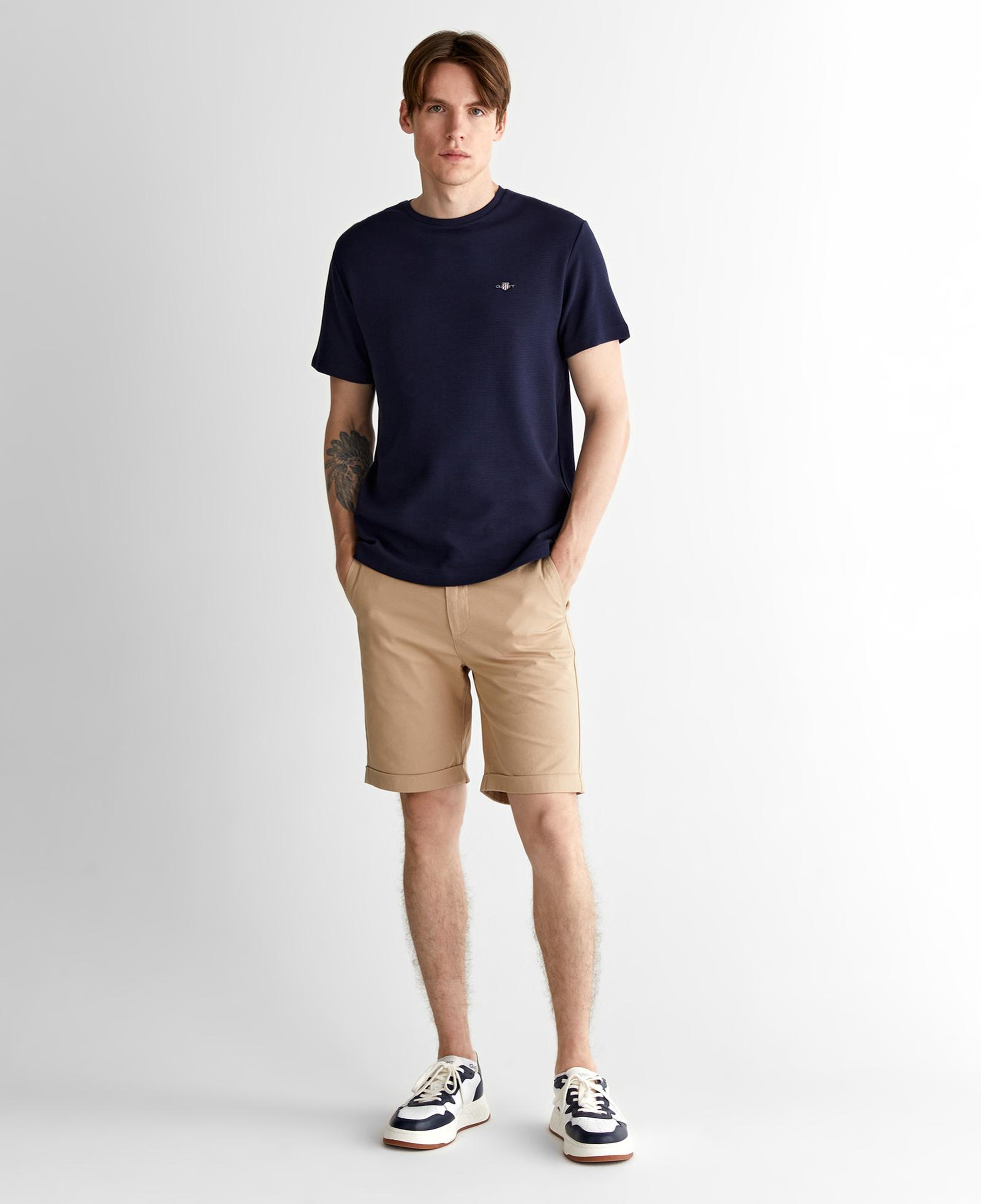 GANT Erkek Lacivert Regular Fit Bisiklet Yaka T-Shirt
