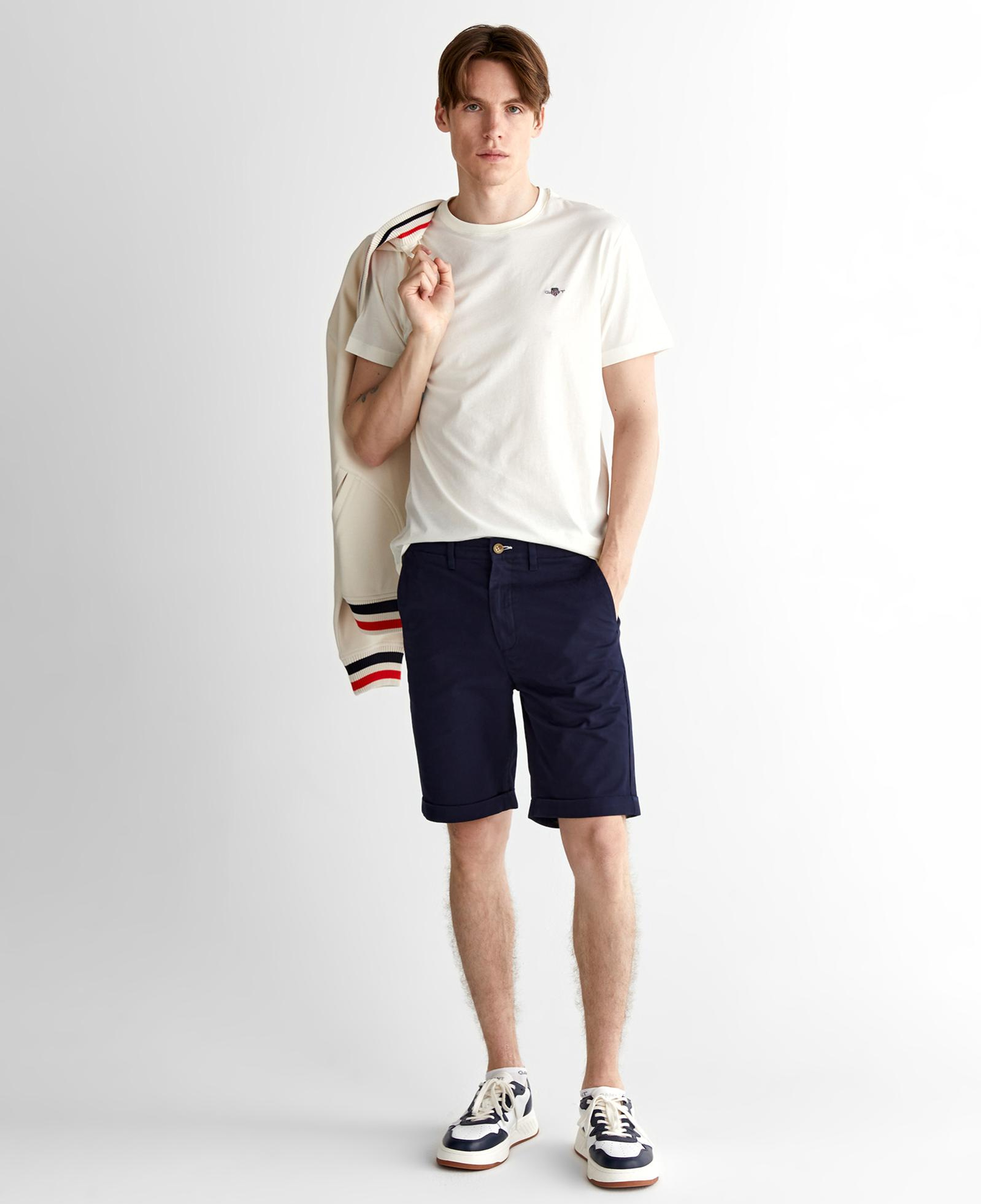 GANT Erkek Krem Regular Fit Bisiklet Yaka T-Shirt